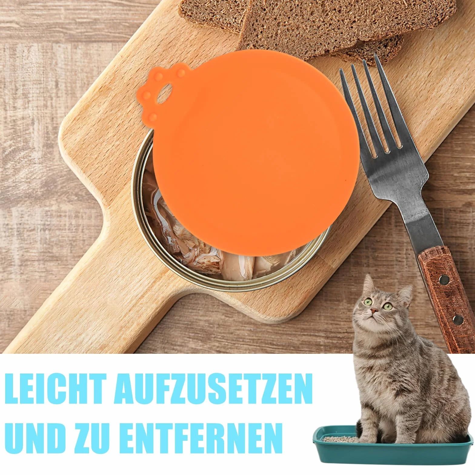 Lot de 6 Couvercles Silicone de Conserve Avec 6 Cuillères - Pour Boîtes de 65 mm, 75 mm et 85 mm - Adapté Aux Boîtes de Nourriture Pour Chiens et Chats