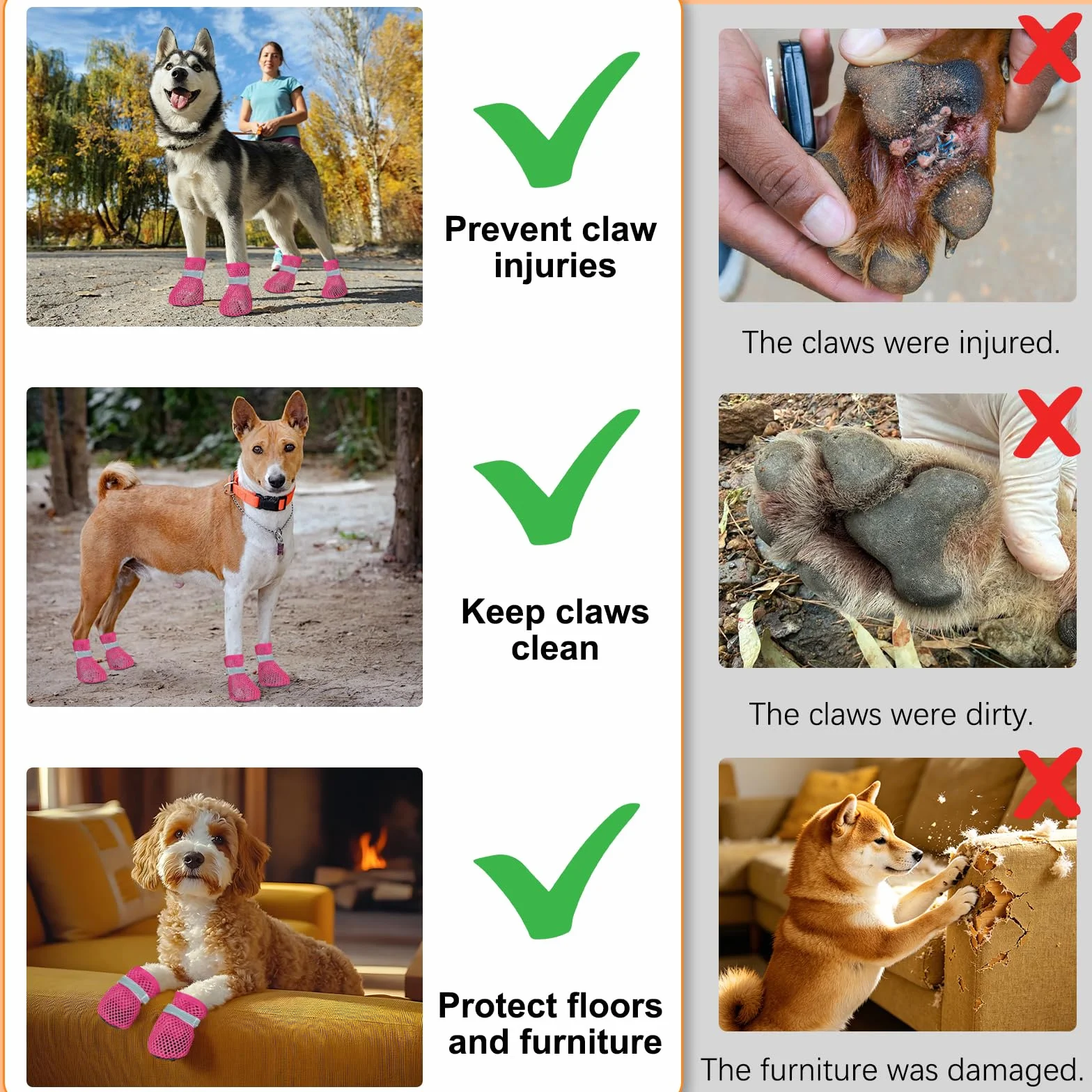 Bottes de Protection Chien Respirant Été, Chaussures pour Chiens 4 PCS, Rose