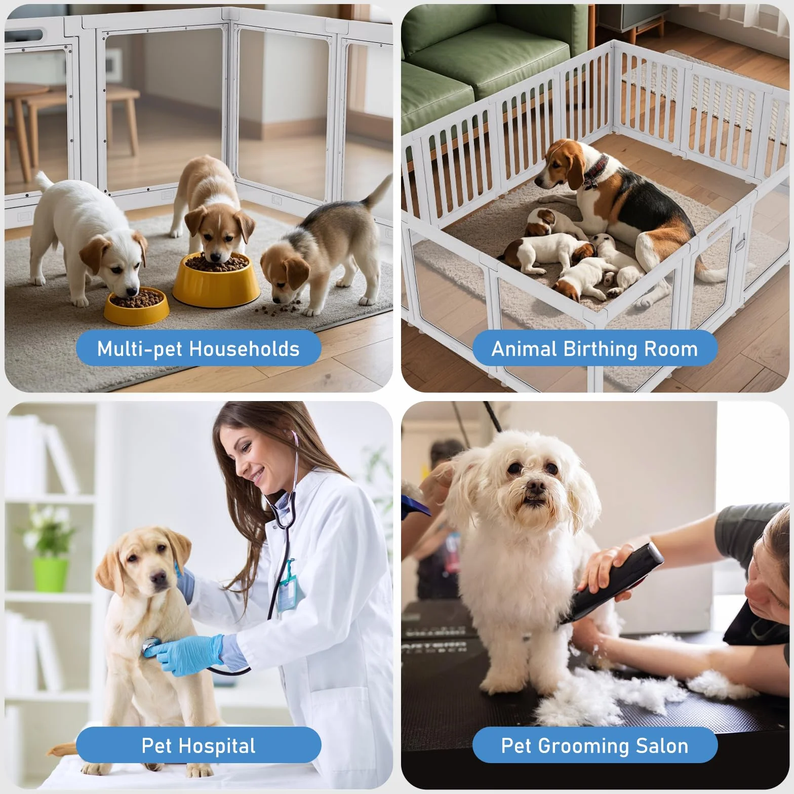 Parc pour Chien en Acrylique H60cm Pliable avec Ventouses 10 Panneaux