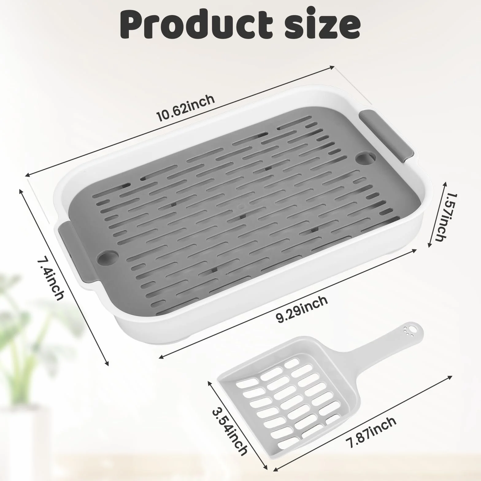 Litière pour lapin 27x18x4 cm grise avec pelle et grille