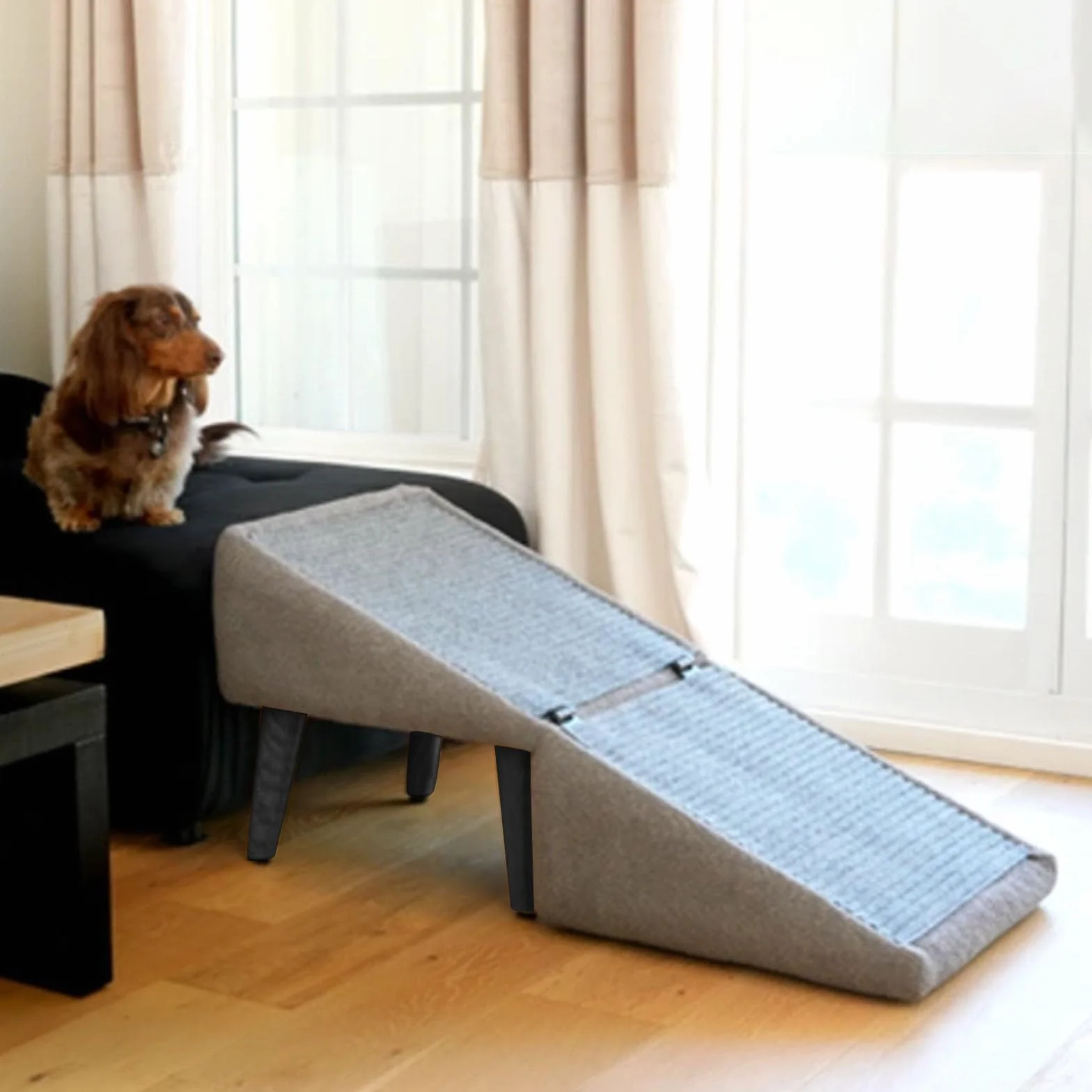 Rampe pour chiens et chats marches antidérapantes design léger portable aide escalade robuste lit canapé voiture gris