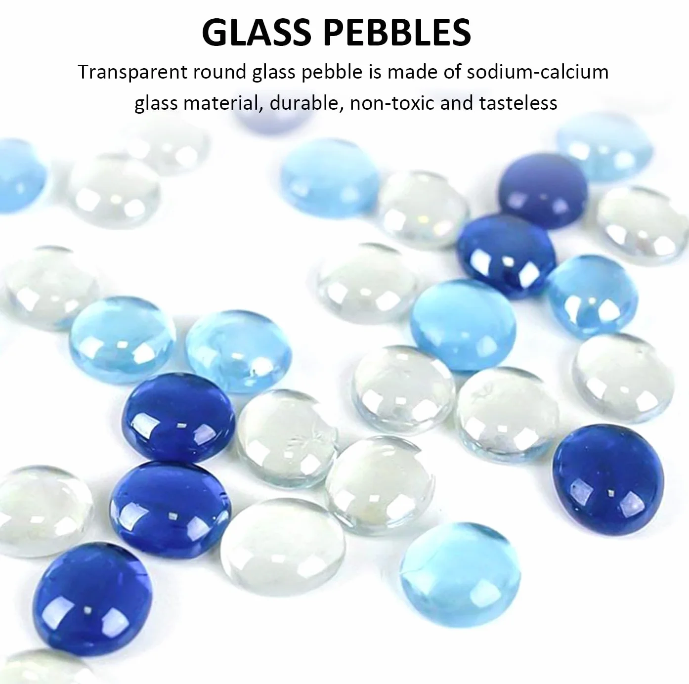 Galets de verre ronds transparents 200 g Pierres précieuses plates Décoration vase aquarium pots plantes