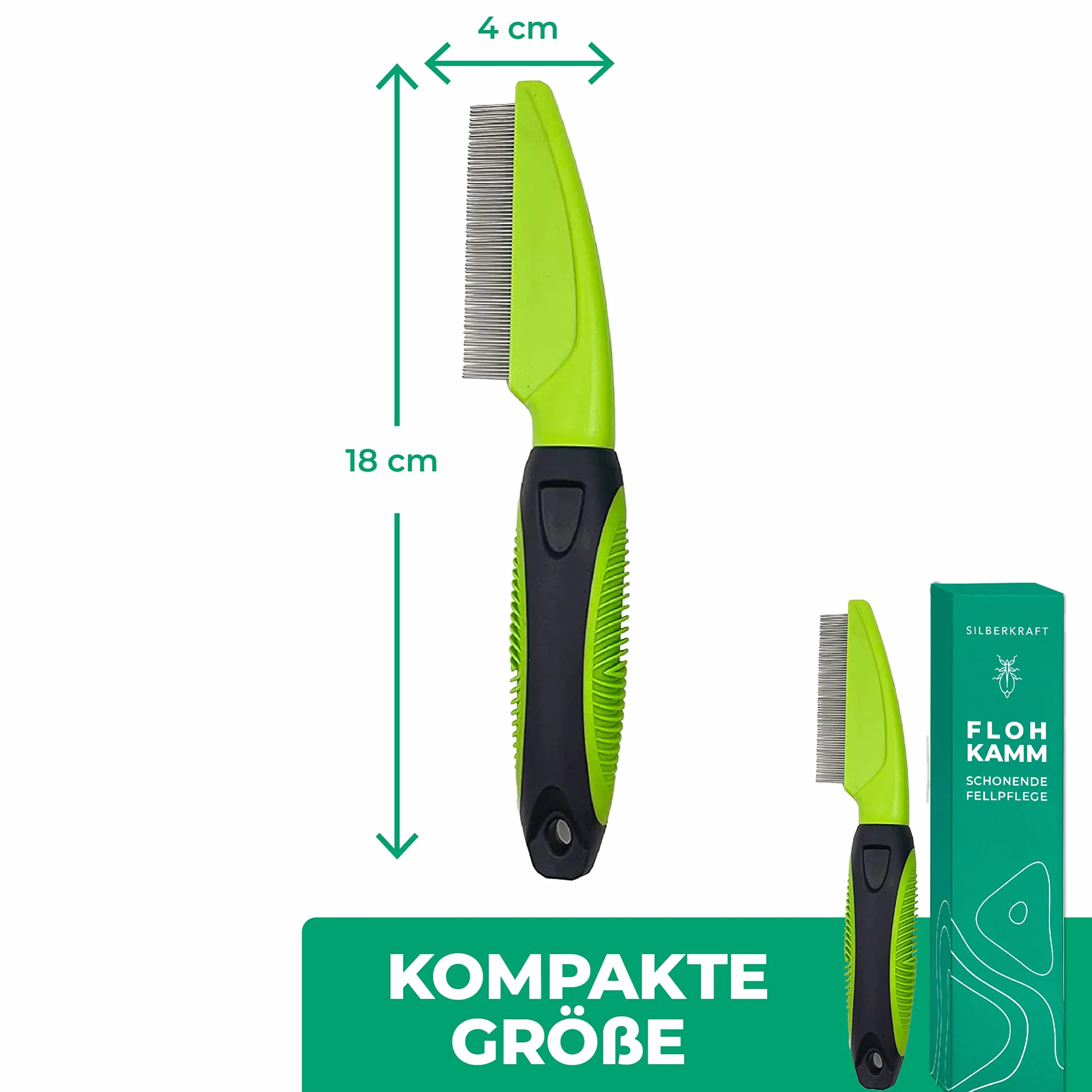 Silberkraft Peigne anti-puces pour chien et chat, dents en métal arrondies