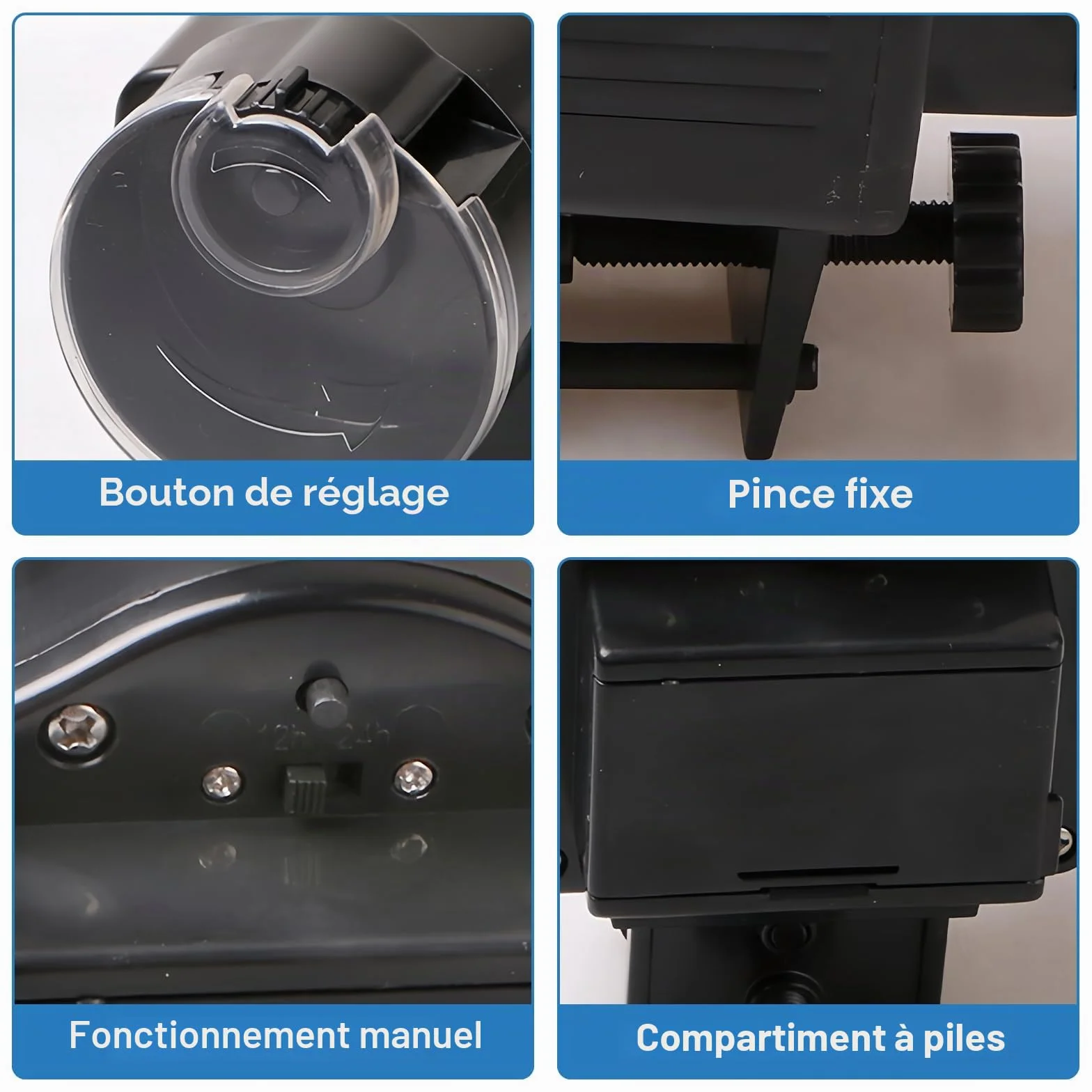 Distributeur automatique de nourriture pour poissons 60 ml pour granulés et bandes