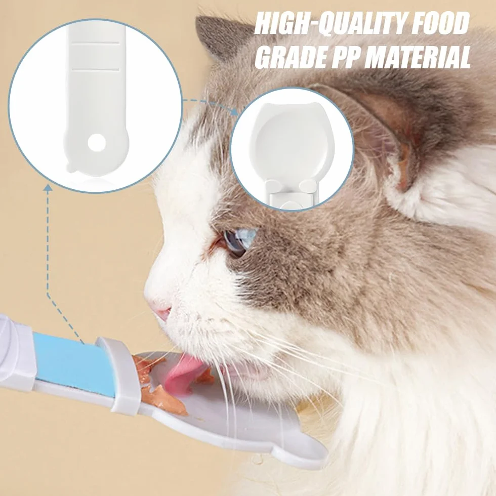 Mangeoires à Bande pour Chat en Forme de Poisson, Cuillère à Nourriture pour Animaux, Lot de 4 Pièces