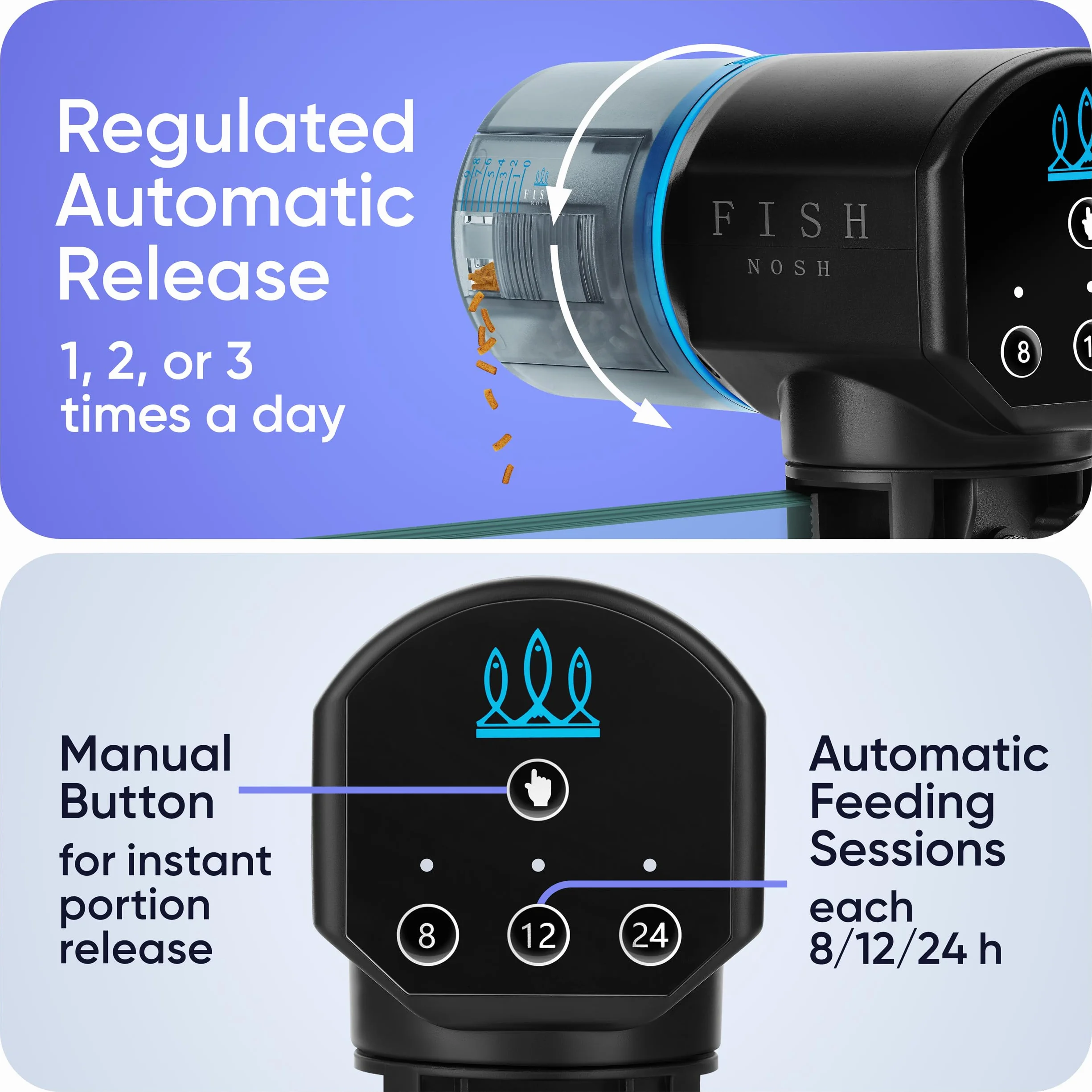 FISHNOSH Mangeoire automatique pour poissons ML - Distributeur automatique nourriture avec minuterie pour aquarium et étang