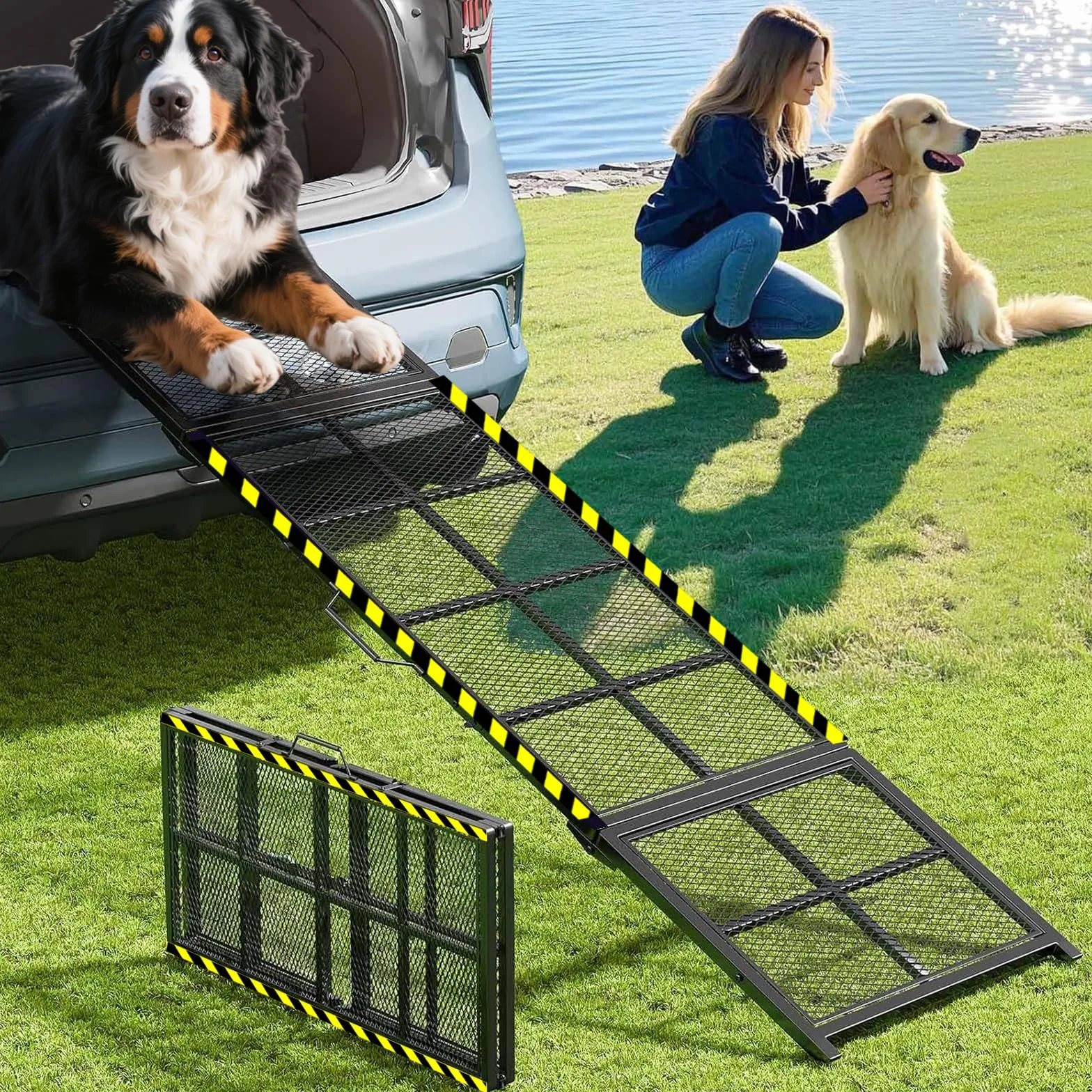 Rampe d'escalier pliable extra longue pour voitures, 190 cm, rampe d'escalier portable pour chien jusqu'à 180 kg, escalier pliable pour chiens de grande race, monter dans une voiture, un SUV, un