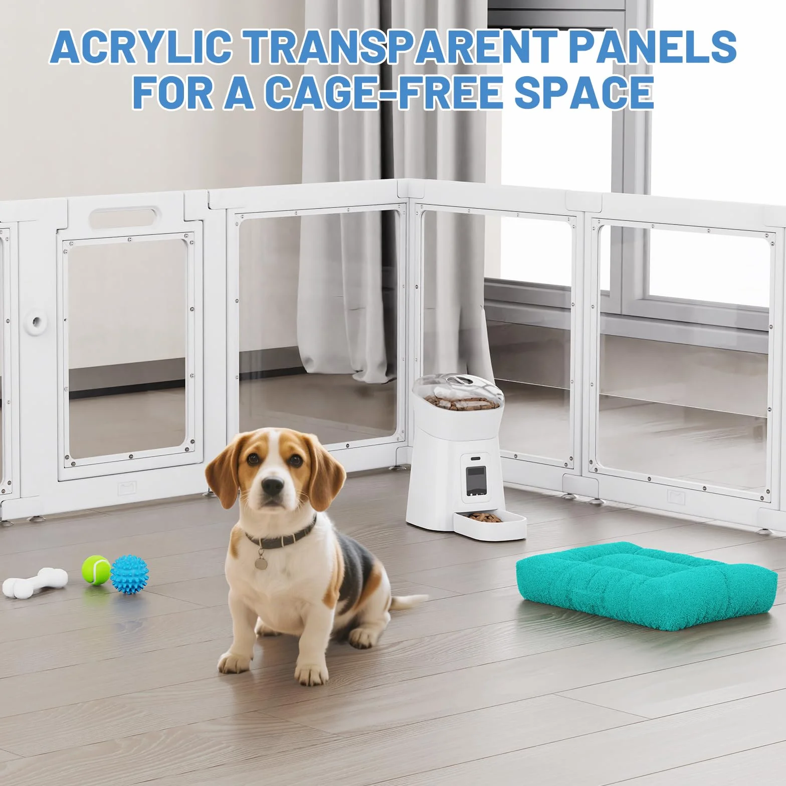 Parc pour Chien en Acrylique H60cm Pliable avec Ventouses 10 Panneaux
