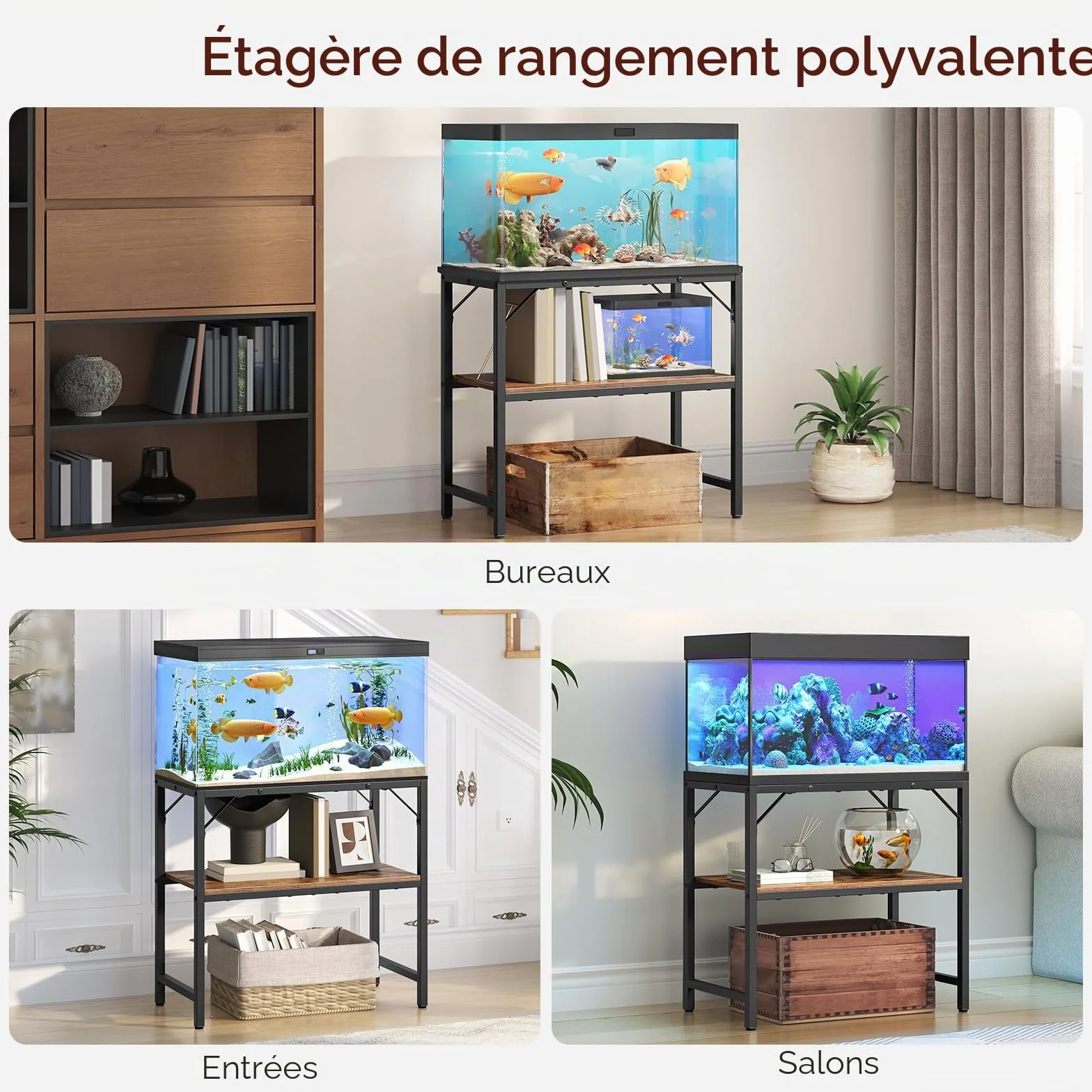 MAHANCRIS Support pour aquarium 30 gallons avec étagères 2 niveaux 76,2 cm L x 30 cm P