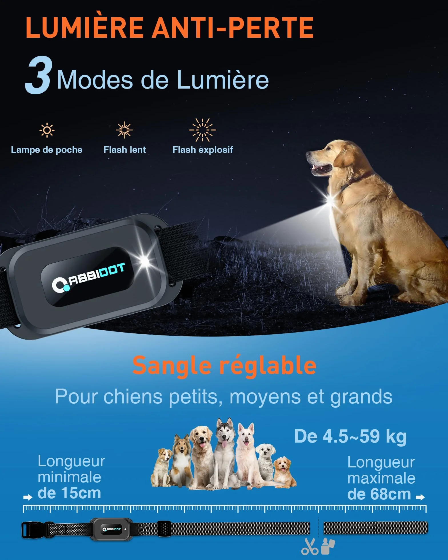 ABBIDOT Collier de Dressage pour Chien - Portée de 3.2 Km, 3 Veilleuses, 178 Niveaux avec 4 Modes, Clicker électrique, Collier électrique Rechargeable pour Petits et Grands Chiens (Noir, 1 Collier)