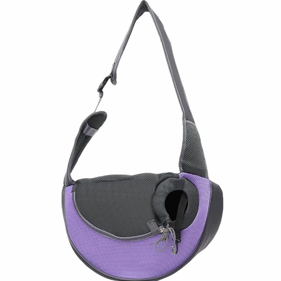 Sac de transport pour animal domestique, bandoulière mains libres chien chat avec sangle réglable et fermeture éclair
