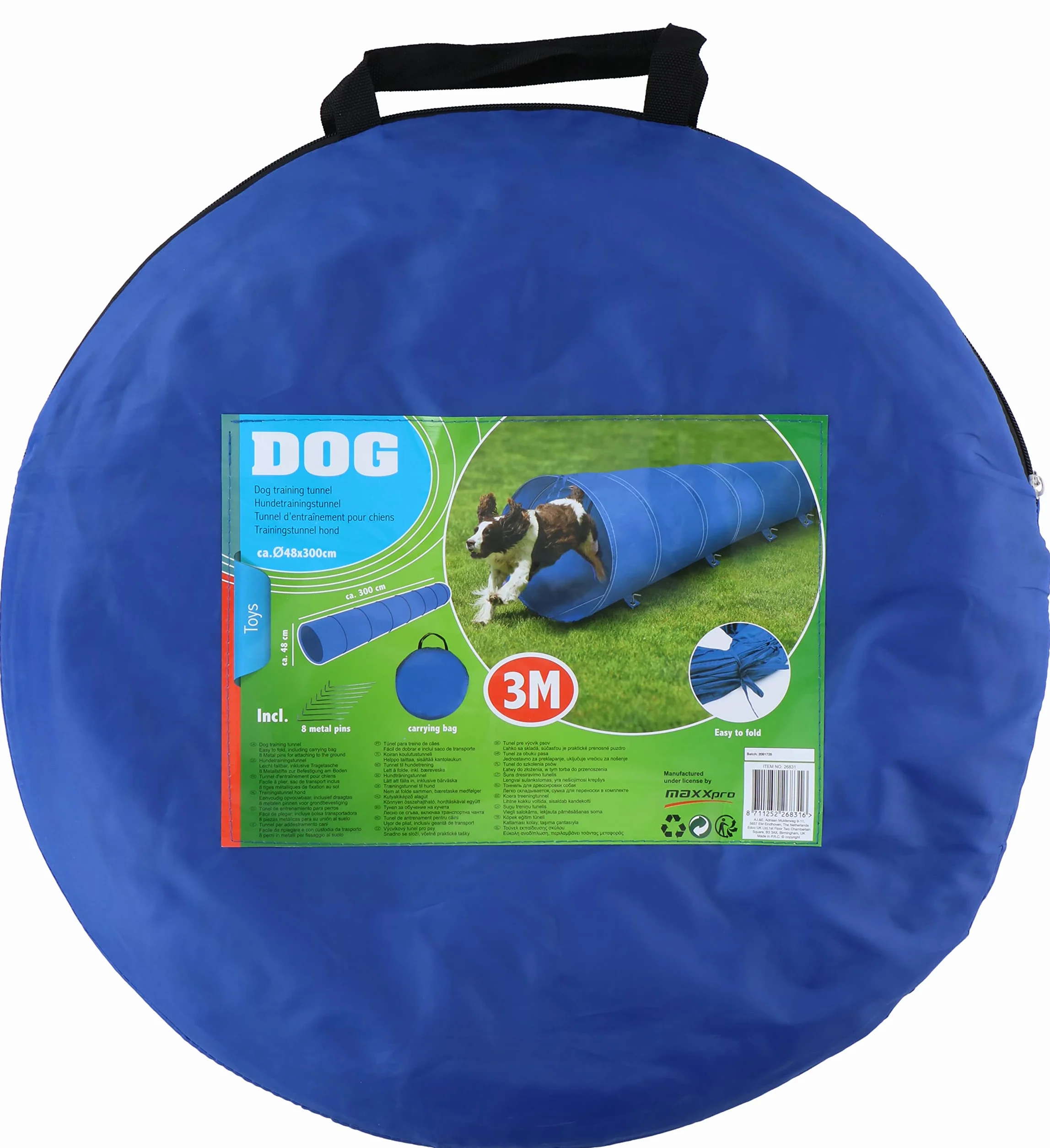 Maxxpro Tunnel d'agilité pour Chien Pliable 3 m avec Sac de Transport