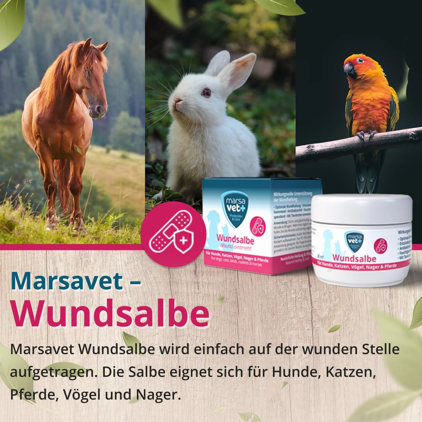 Marsavet + Pommade Cicatrisante 30 ml pour Chiens Chats Oiseaux Rongeurs Chevaux