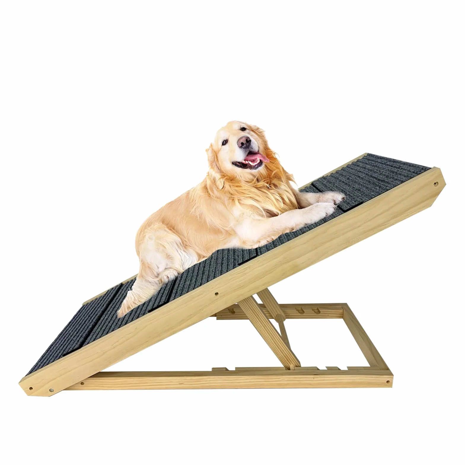 Escalier pour chien pliable en bois avec tapis antidérapant 100 cm pour petits chiens et chats