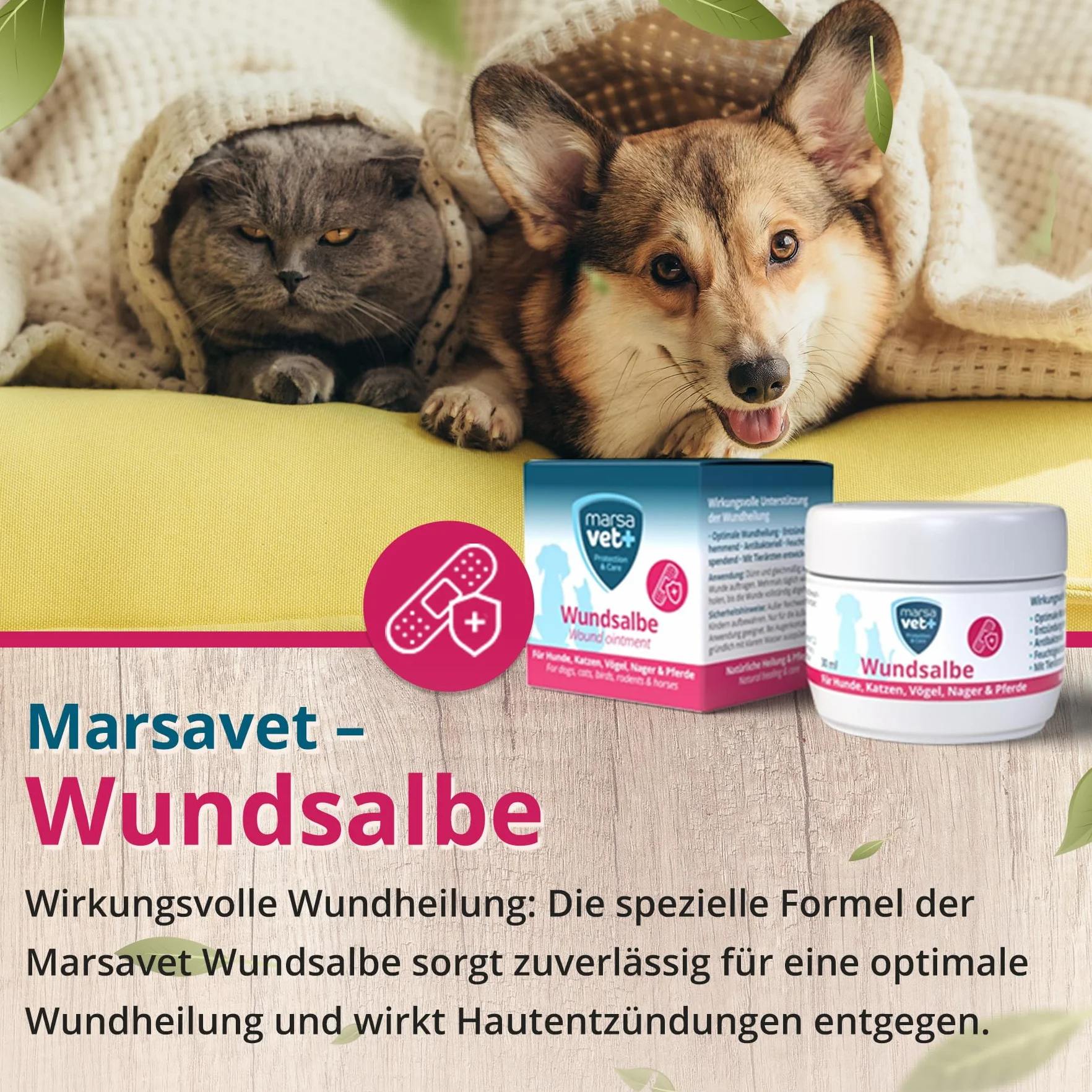 Marsavet + Pommade Cicatrisante 30 ml pour Chiens Chats Oiseaux Rongeurs Chevaux