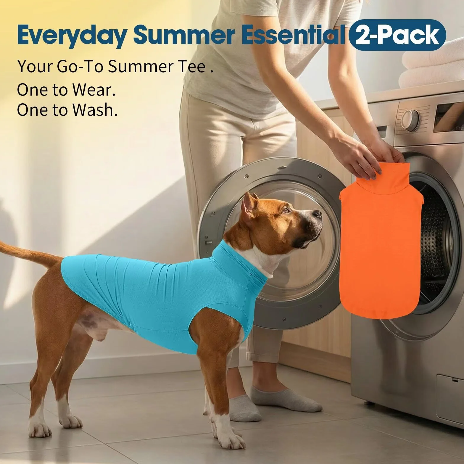 Lot de 2 t-shirts rafraîchissants pour chiens grande taille, protection UV UPF50+, séchage rapide, léger, pour randonnée plage voyage