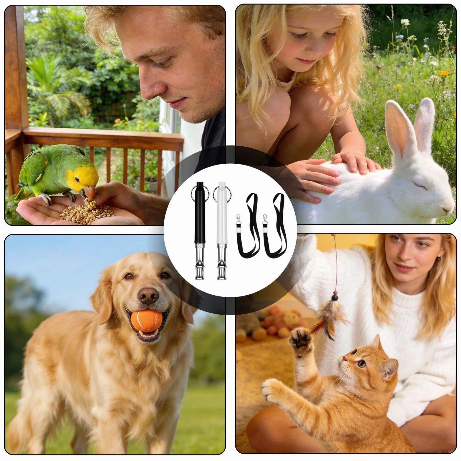 Sifflets Professionnels Anti Aboiement Chien Ultrason avec Cordon 2 Pièces