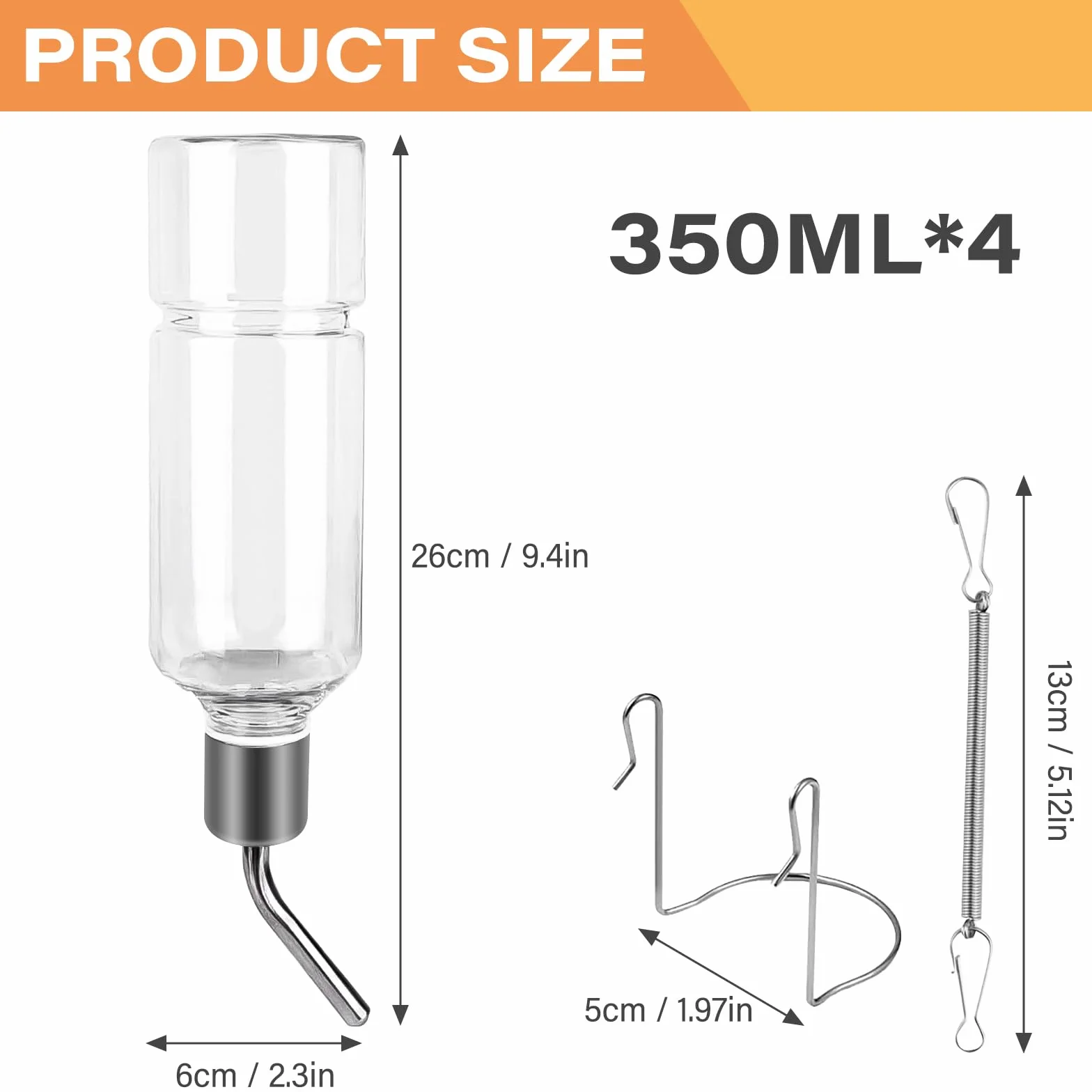 Biberon Lapin 350ml Abreuvoir Automatique avec Support Anti-Goutte pour Rongeurs Cochons d'Inde Hamsters