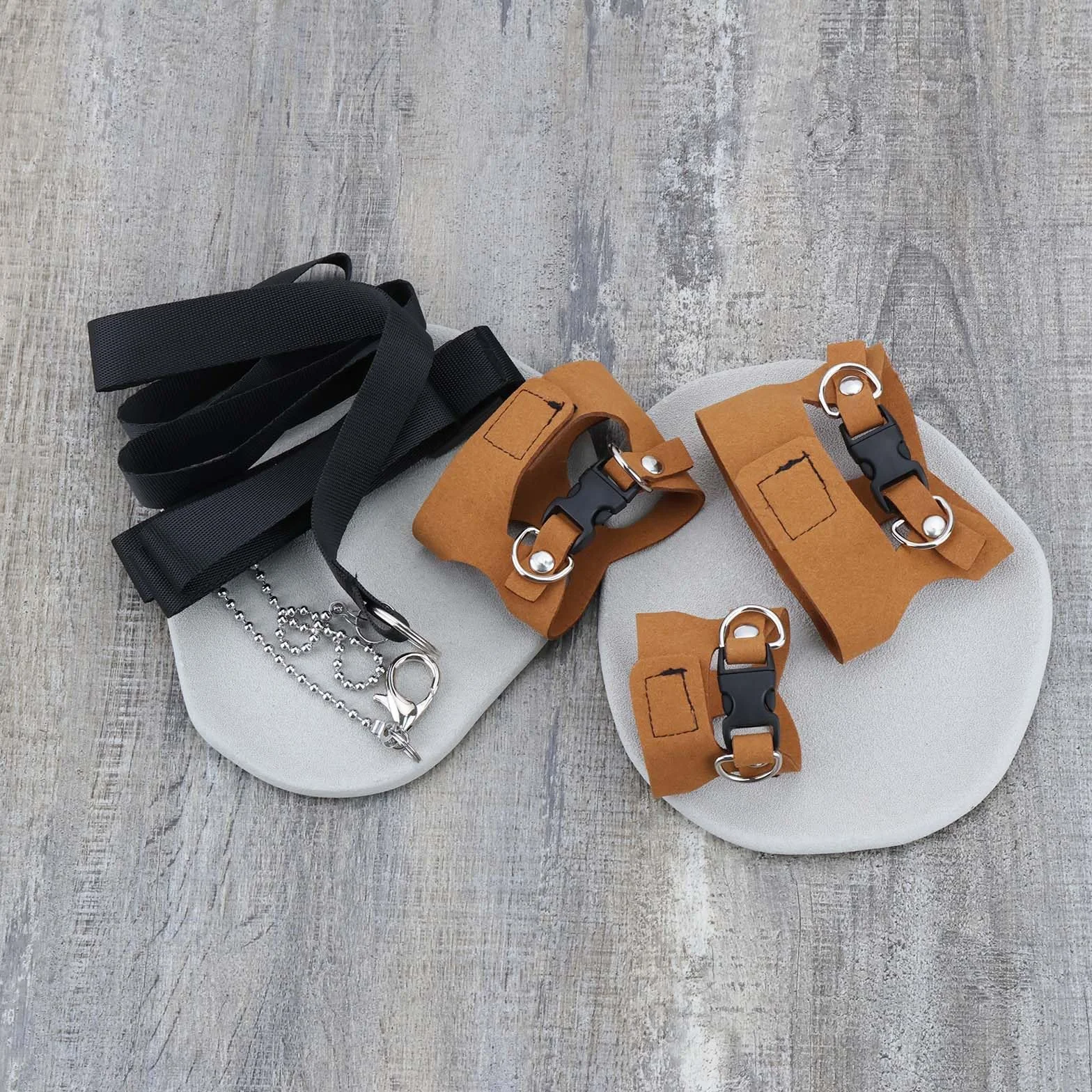 Ensemble Harnais Et Laisse Réglable pour Petits Animaux 3 Pièces pour écureuils Gerbilles Chinchillas Rats Marron S/M/L