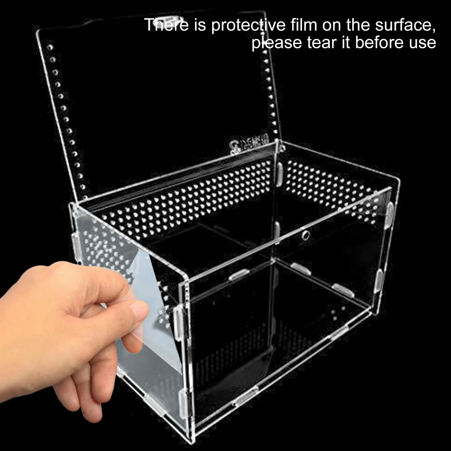 Nizirioo Boîte d'alimentation d'insectes 20cmx12cmx12cm Terrarium Reptile Transparent Portable