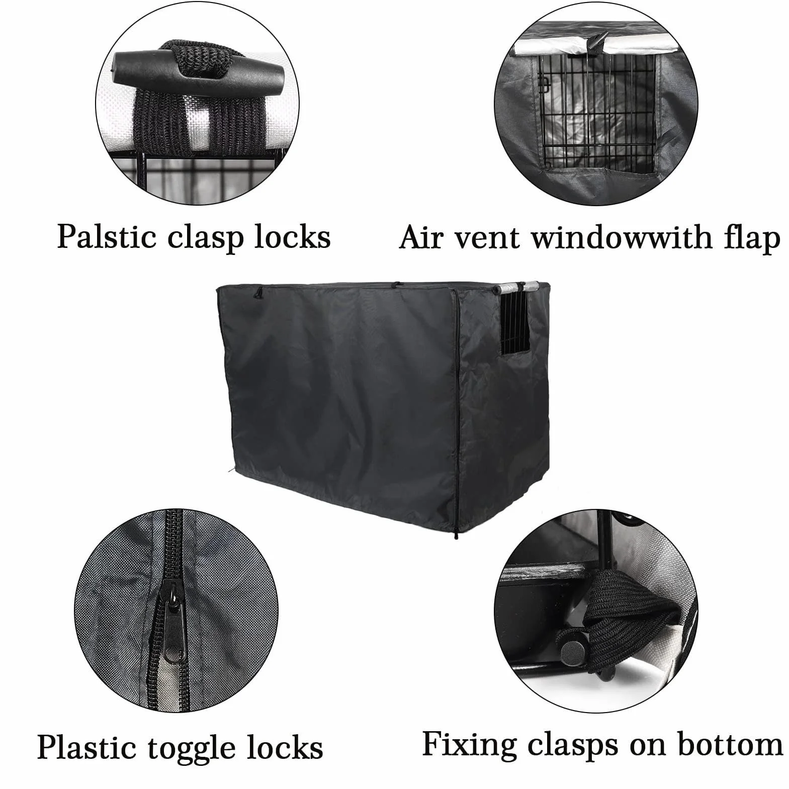 Housse de Cage pour Chien Imperméable 107×72×77 cm Protection Intérieure et Extérieure