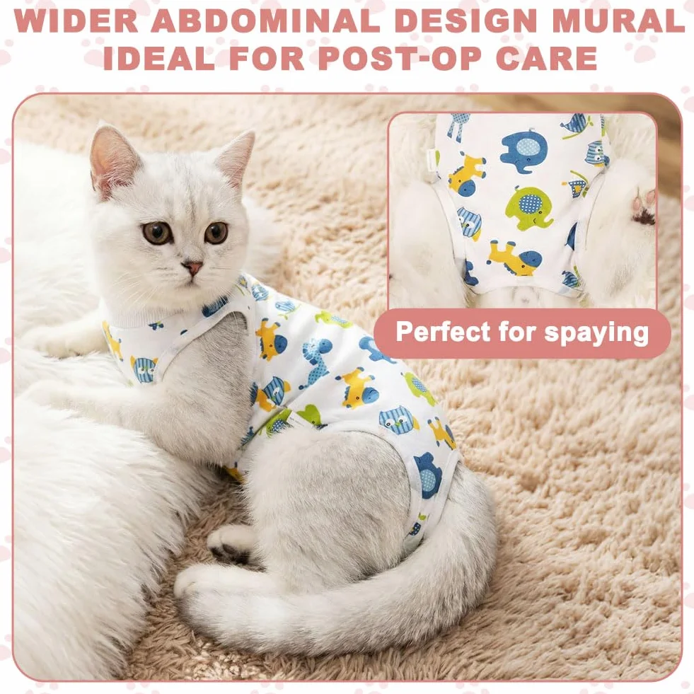 HOTUT Body Chat Post-Opératoire Stérilisation Anti-léchage pour Chats, Alternative Collier Cône Récupération Chirurgie