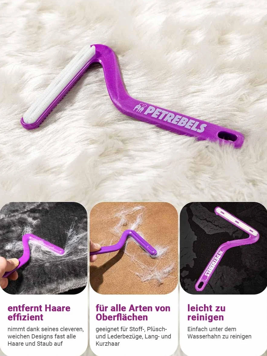 Petrebels Épilateur pour poils de chat brosse double face canapé arbre à chat meubles Lucky 7 violet