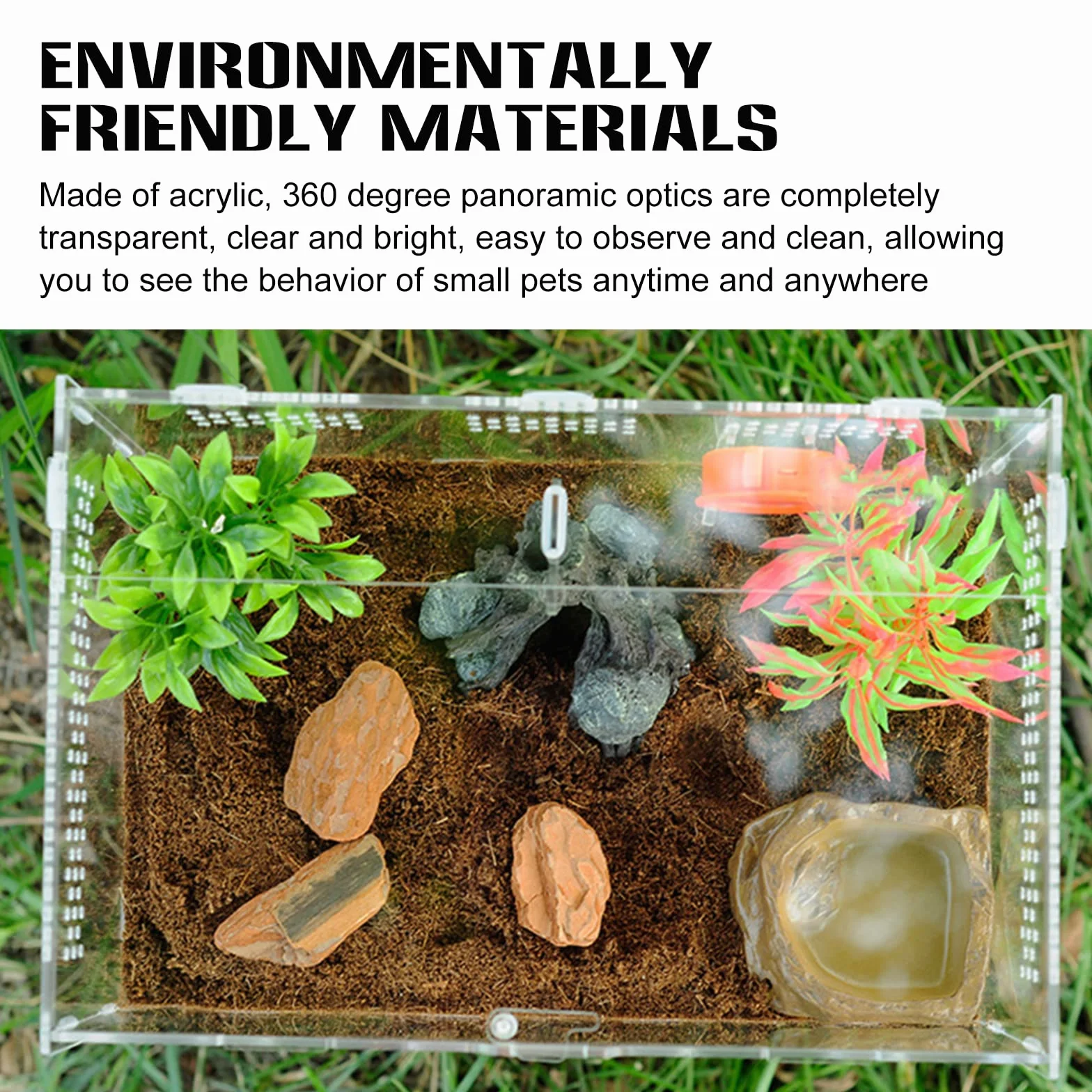 Nizirioo Boîte d'alimentation d'insectes 20cmx12cmx12cm Terrarium Reptile Transparent Portable