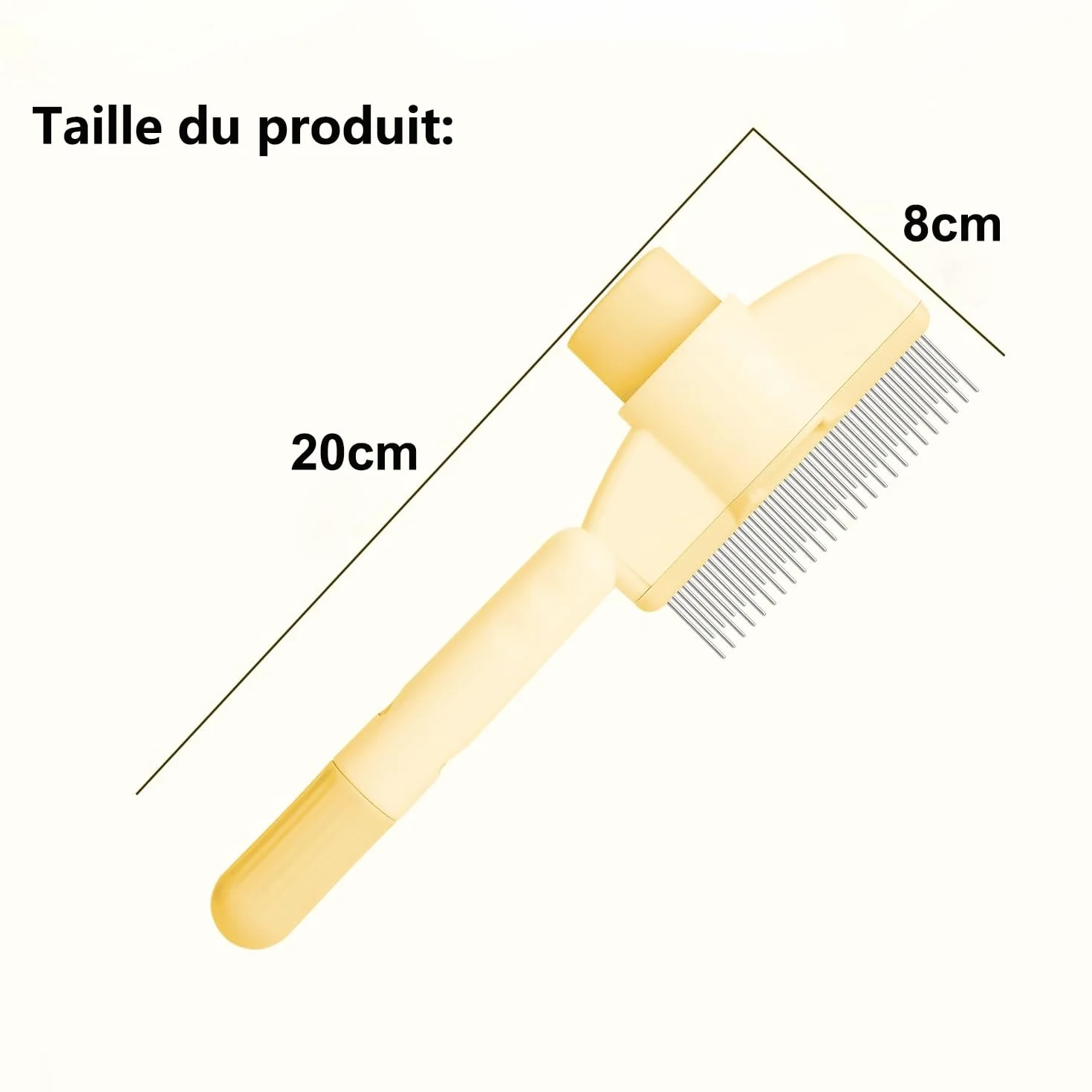 chat peigne, 2025 brosse anti-poils mort –peigne anti puces douce, efficace et autonettoyante, idéale pour poils longs et courts (Jaune)