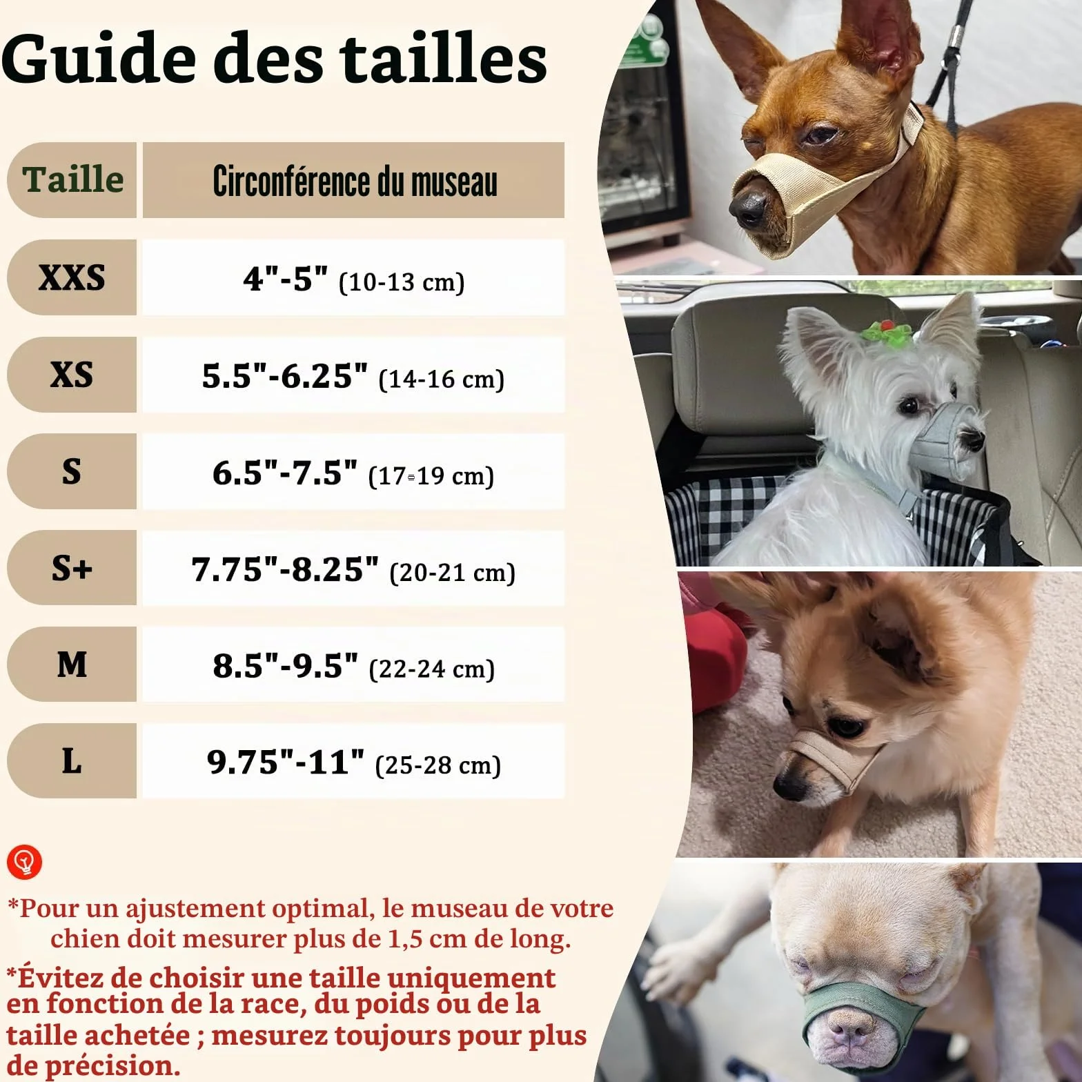 Mayerzon Muselière à museau Court pour Chihuahua, Shih tzu, Boxeur américain, muselière en Tissu Doux pour Le toilettage des visites vétérinaires, empêche Les morsures et Les Combats