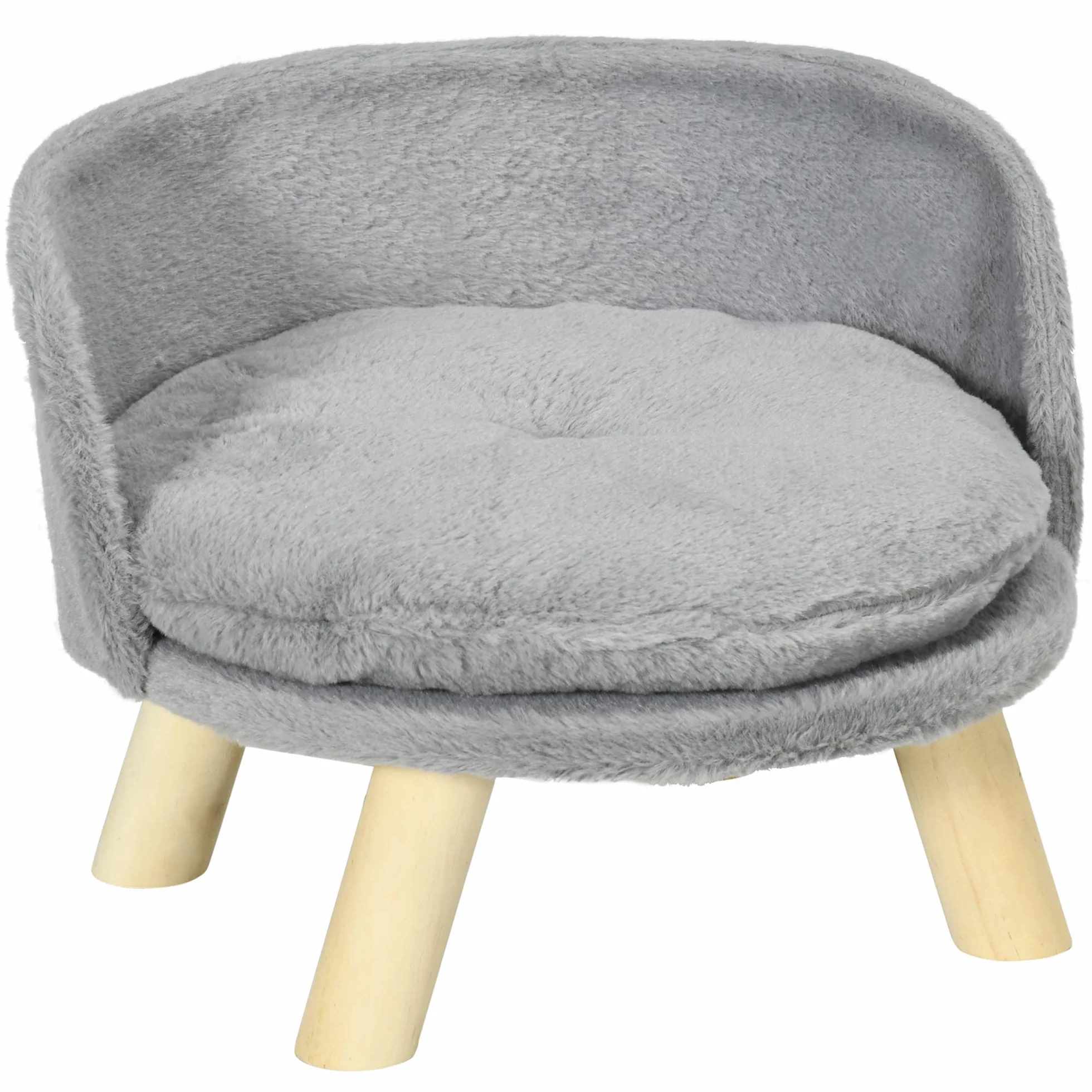 PawHut Canapé lit Panier pour Chien Design scandinave Coussin Moelleux Amovible Pieds en Bois 40,5 x 33H cm Gris