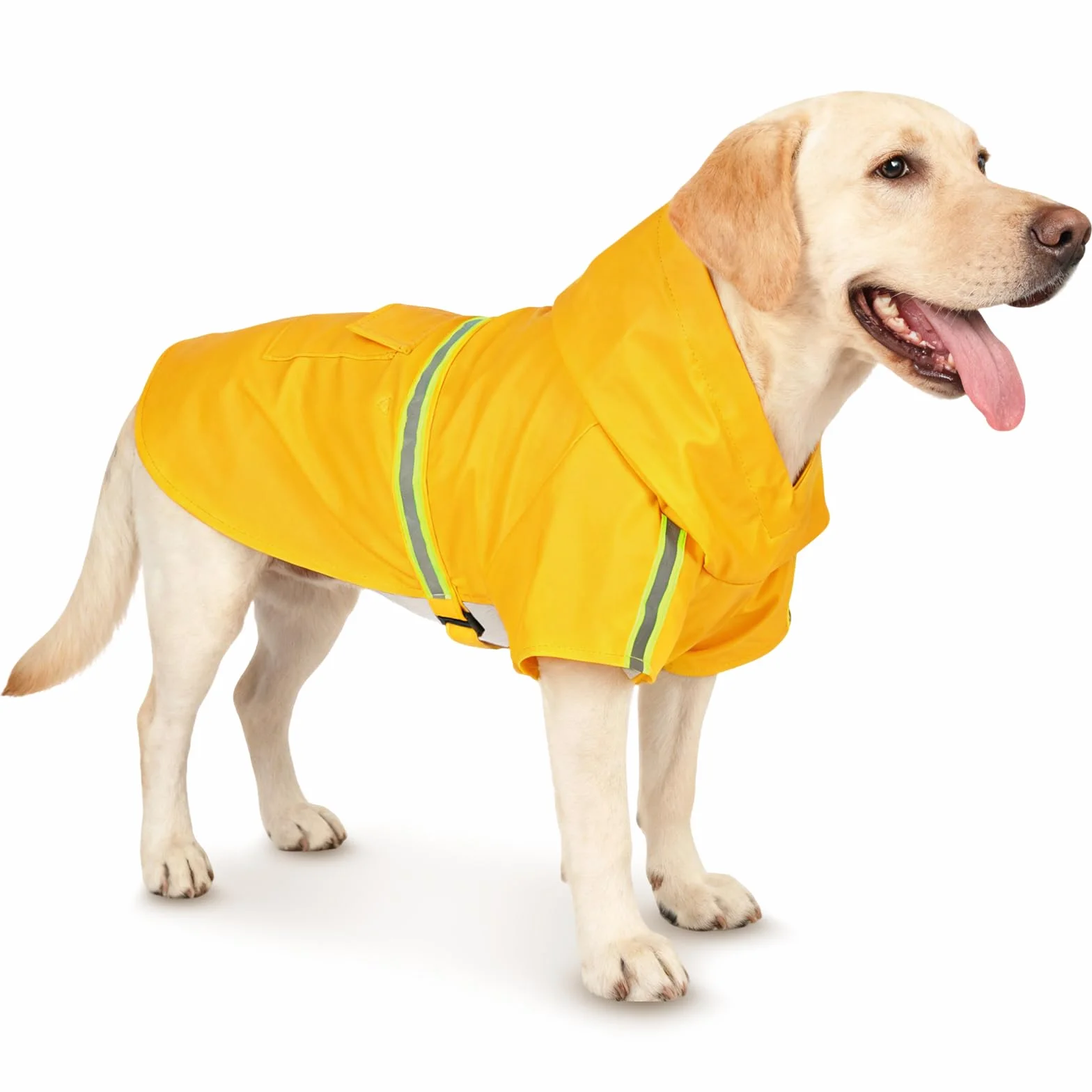 OSDUE Imperméable Chiens, Manteau de Pluie Réglable avec Capuchon et Réfléchissantes Manteaux Imperméables Légers & Confortables 100% Étanche et Aéré pour Petits, Moyens et Grands Chiens(Jaune, 3XL)