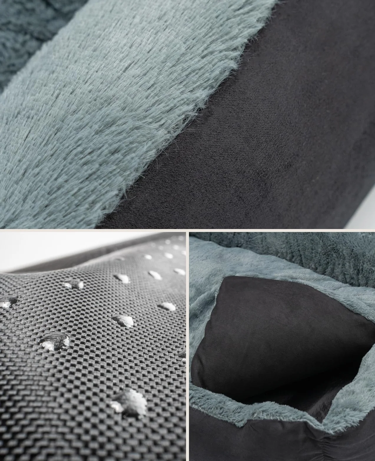 Lionto Lit pour Chien avec Coussin réversible Base antidérapante 50x37 cm Noir/Gris