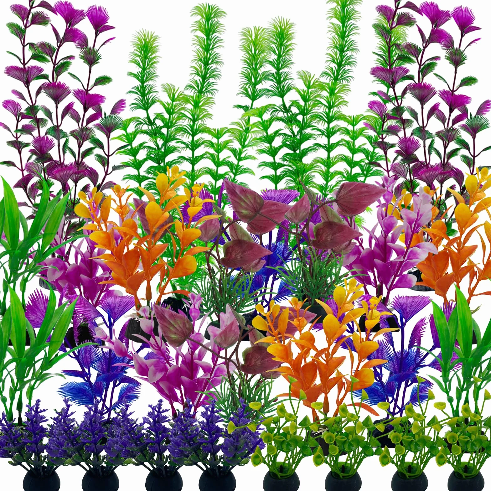 27 Pièces Décoration Aquarium Plante Artificielle PVC Colorée Poisson Réservoir Maison Bureau