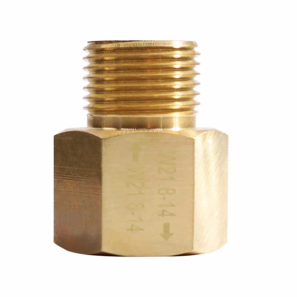 Adaptateur Convertisseur Réservoir Cylindre CO2 W21.8-14 Laiton Couleur Cuivre avec Valve RPV pour Aquarium Fish Tank