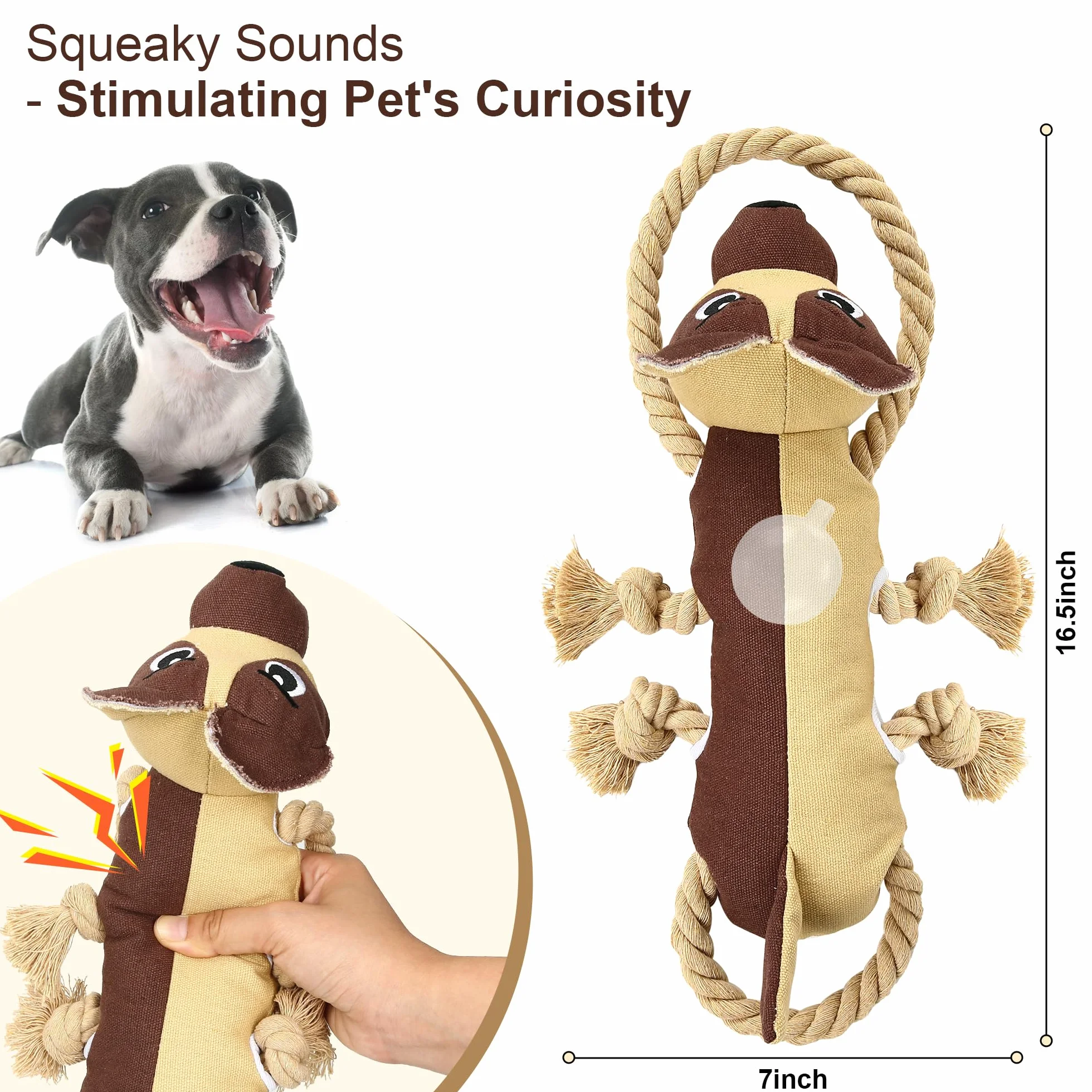 Iokheira Jouets pour Chiens à Couinement en Forme de Bouledogue Peluche Interactif Petite et Moyenne Taille