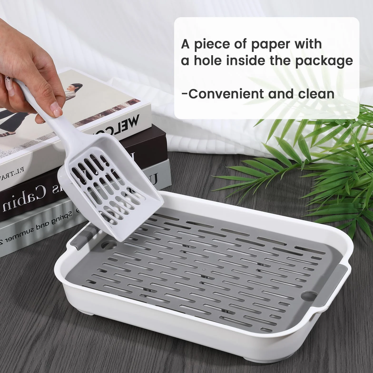 Litière pour lapin 27x18x4 cm grise avec pelle et grille