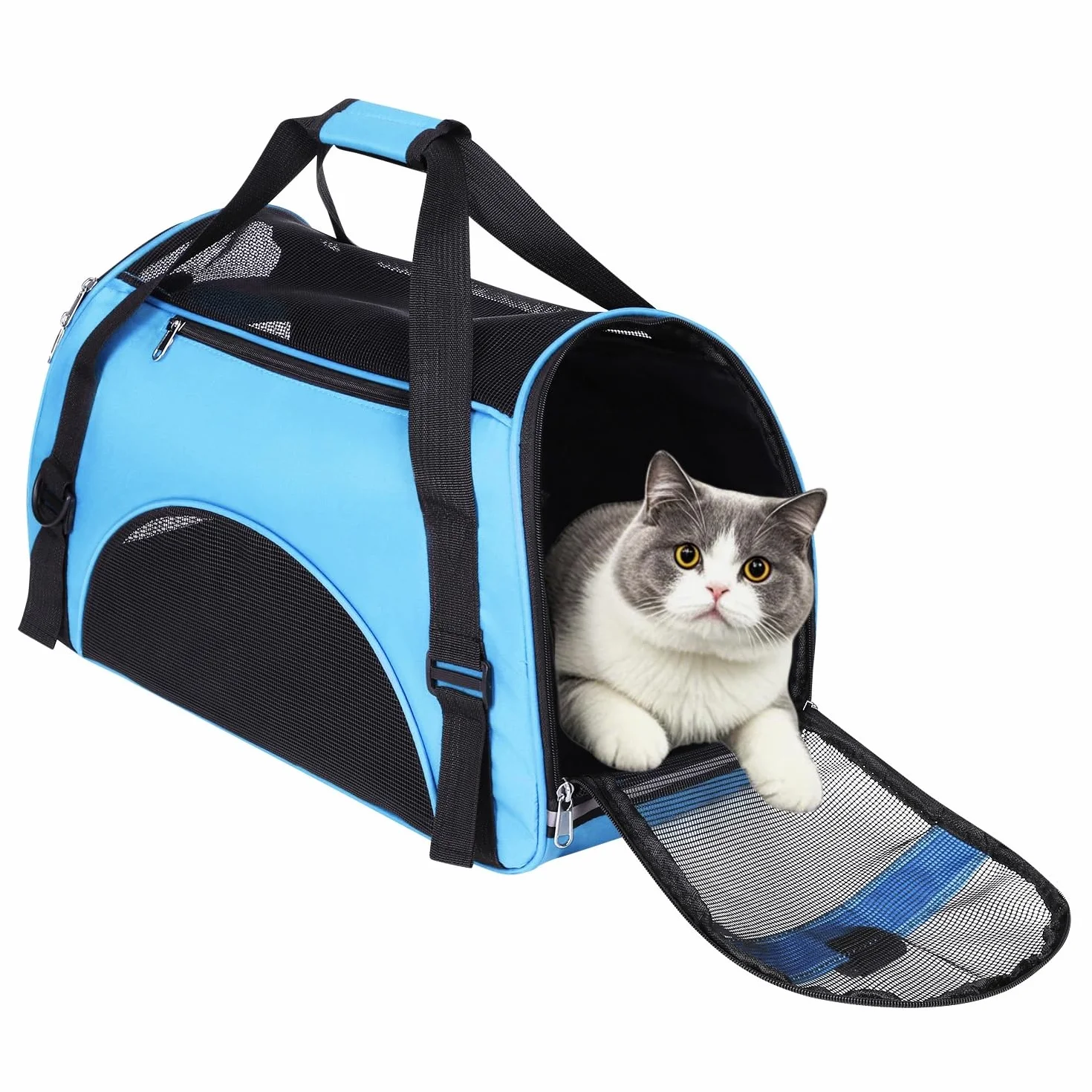 Sac de Transport Portable Chat Chien Sac à Main Résistant à l'usure pour Chaton Chiot Caisse de Transport Respirant et Pliable Sac de Voyage Réglable Animaux avec Bandoulière Voitrure Train