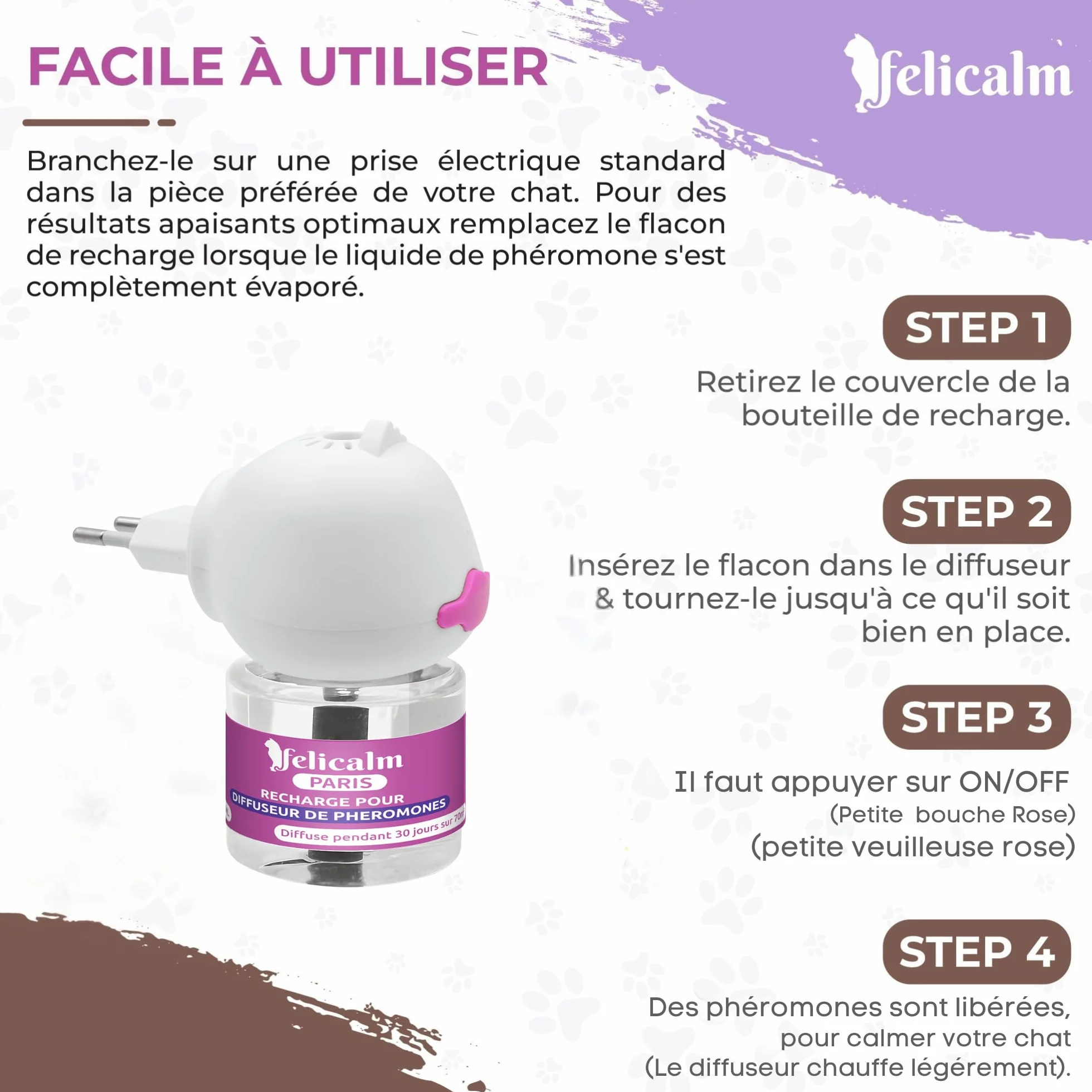 PHEROMONE Diffuseur Intelligent pour Chat et Chaton 48ML Anti Stress Calmant