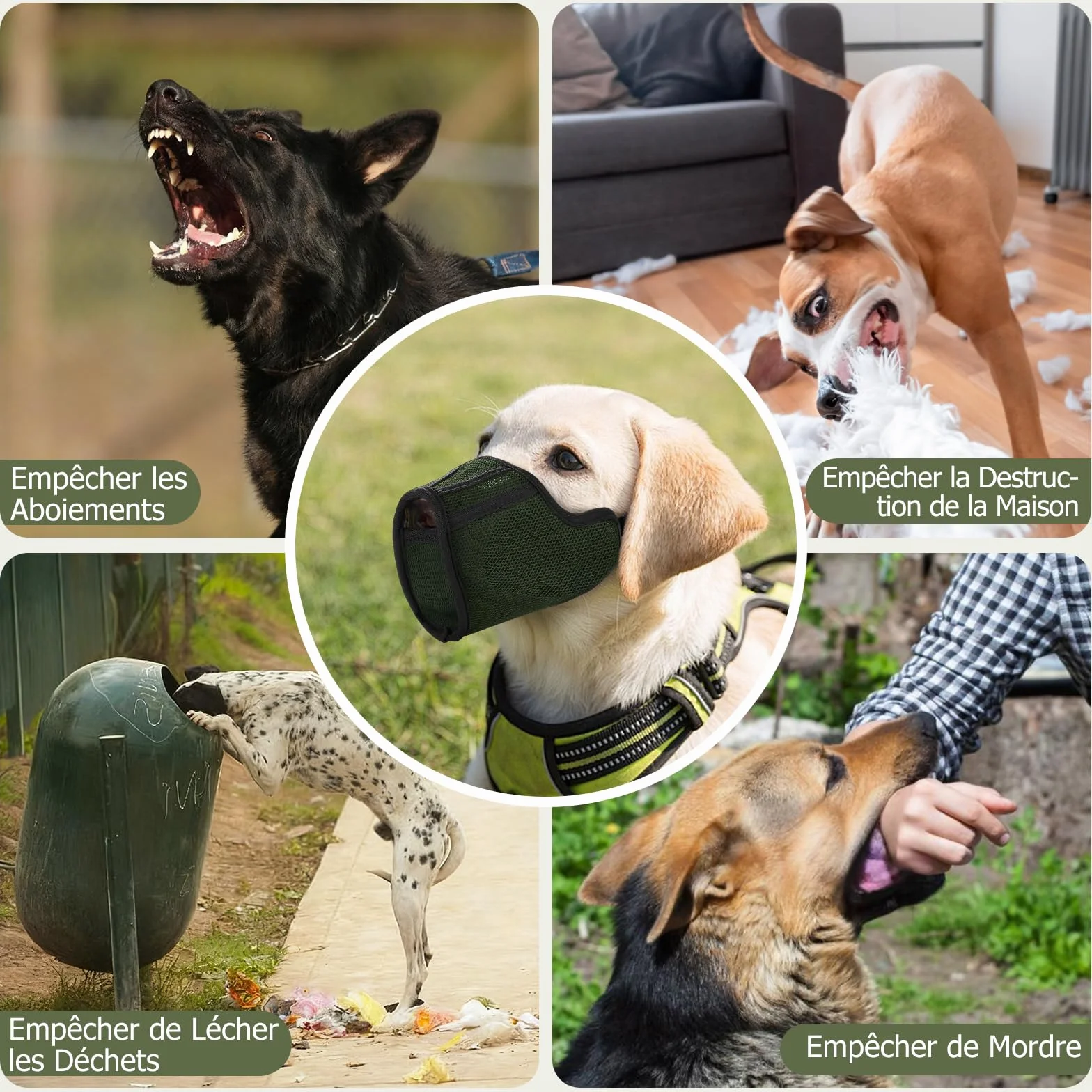 Muselière pour Chiens,2pièces Réglable Semi-fermée Museliere pour Chiens Petit Respirant Anti-Morsure,Engrener Muselière Chien Petite Taille pour Les Chien Taille Grande,Moyenne