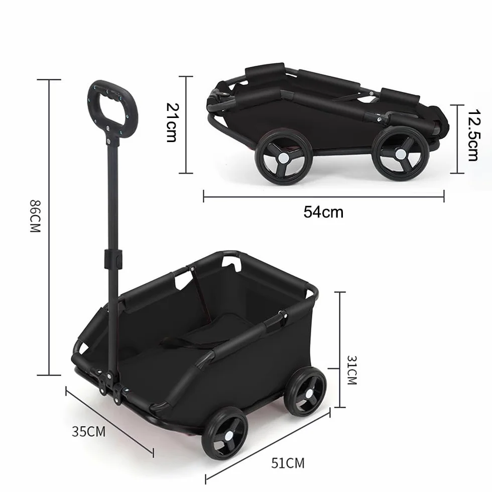 Poussette pour animaux de compagnie pliable 4 roues, pour chiens et chats jusqu'à 10 kg, avec poignée de traction