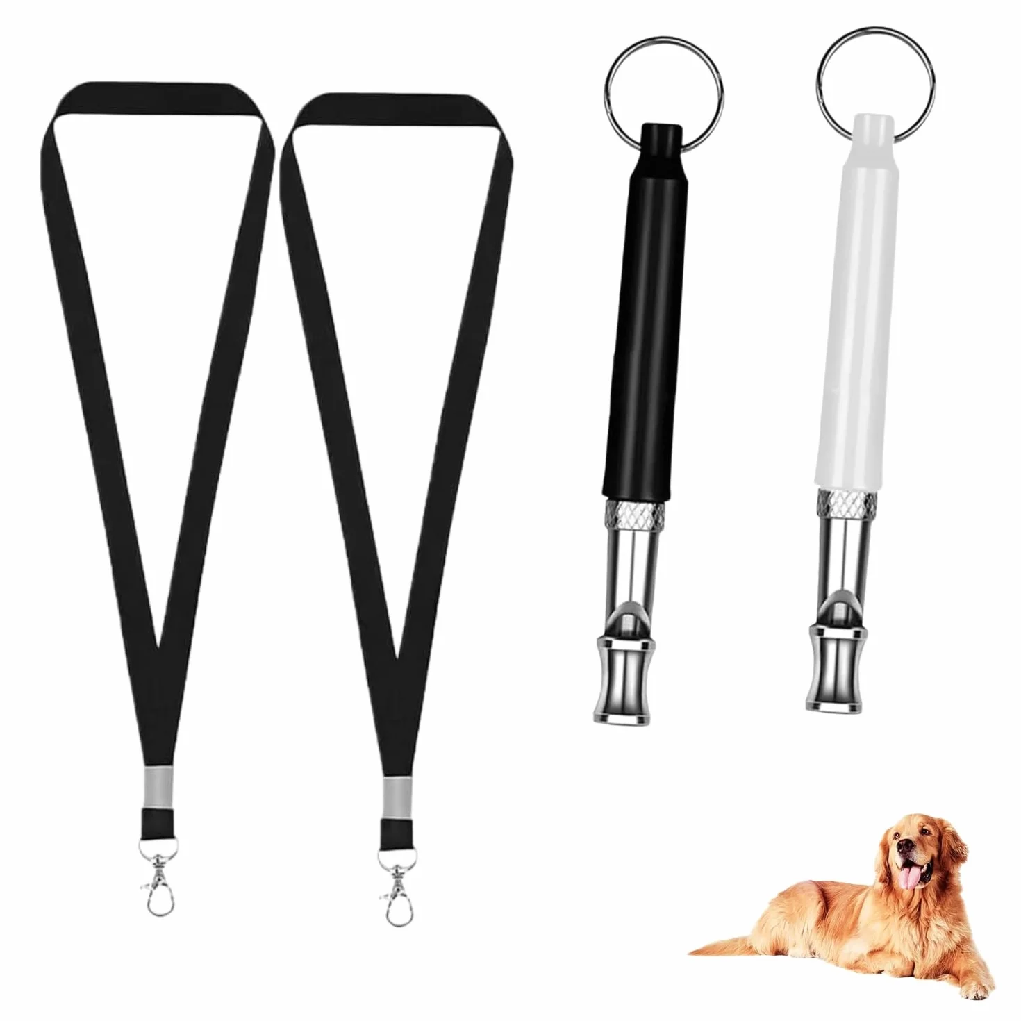 Sifflet à Ultrasons pour Chien Silencieux 2 Pièces Anti Aboiement Haute Fréquence Réglable avec Lanière Dressage Rappel
