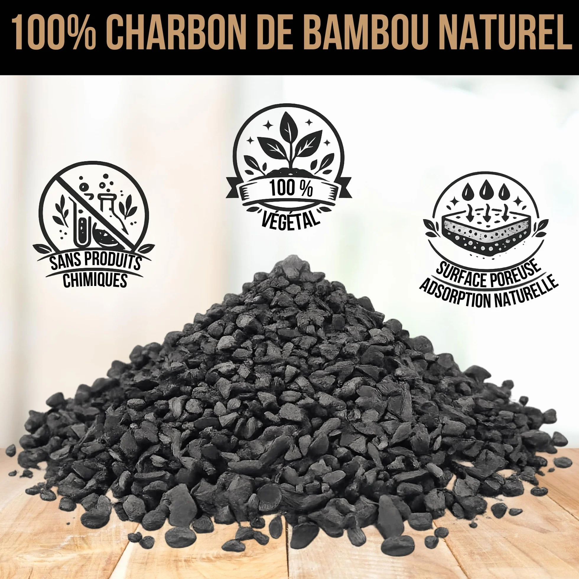 Charbon Actif Granulés 2,5L Charbon de Bambou Filtration Aquarium Air Haute Capacité Purification Eau Bassin Filtre Origine France