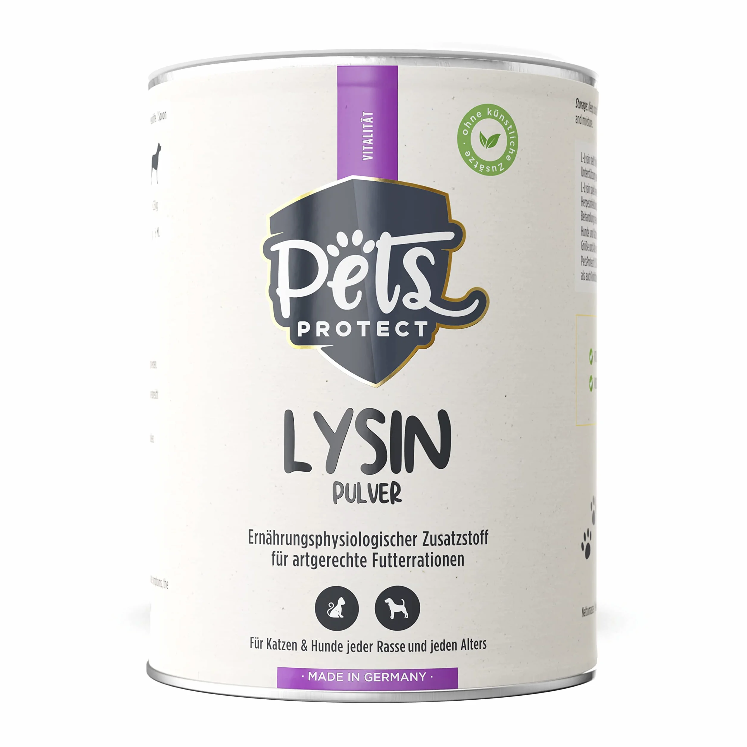 Pets PROTECT Lysine 100% Pur Poudre 150 g pour Chats & Chiens Contre Le Coryza du Chat