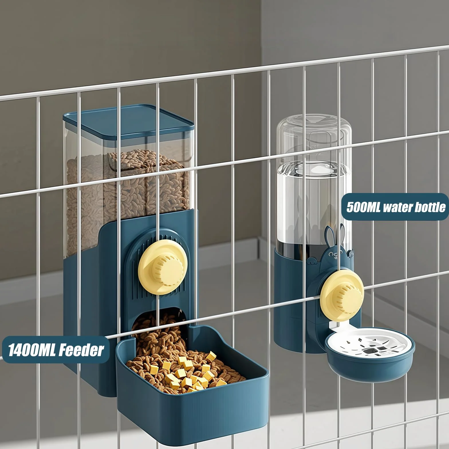 Cage suspendu avec fontaine pour animaux de compagnie cochons d'Inde distributeur automatique de nourriture chats lapins chiens