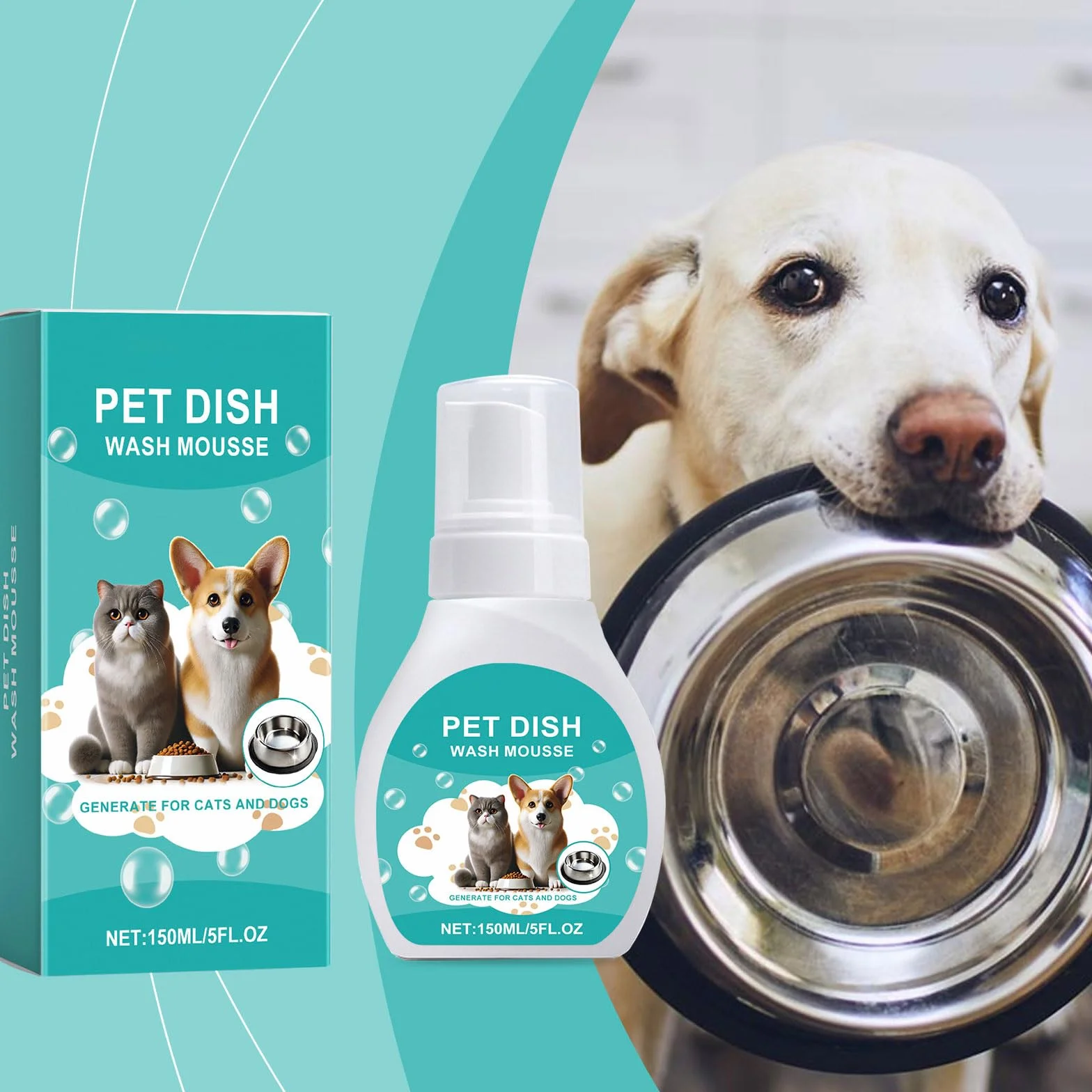 Mousse nettoyante pour gamelle animal domestique 150 ml usage quotidien nettoyage doux