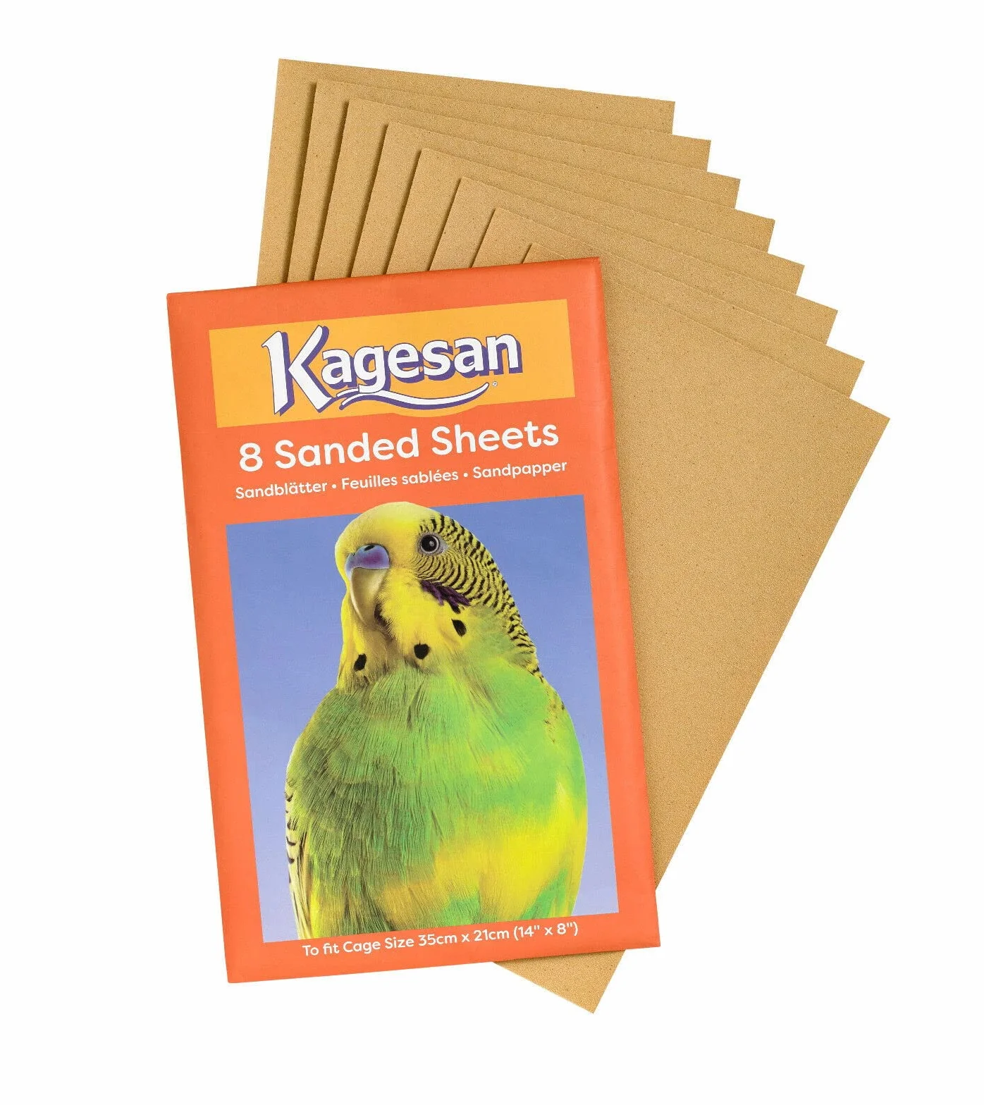 Kagesan Lot de 24 Feuilles Papier Sable pour Cage à Oiseaux 35 x 21 cm Orange