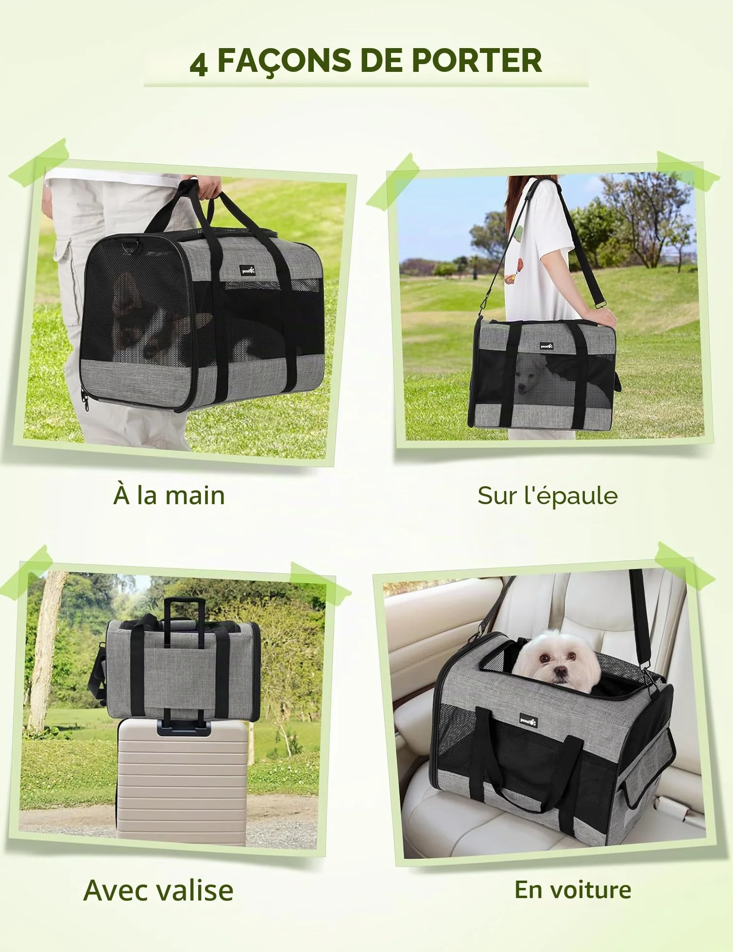 Pecute Sac de Transport pour Chat, Sac à Dos Portable pour Chiens Voyage avec Mangeoire Pliable, Tissu Maille Respirant