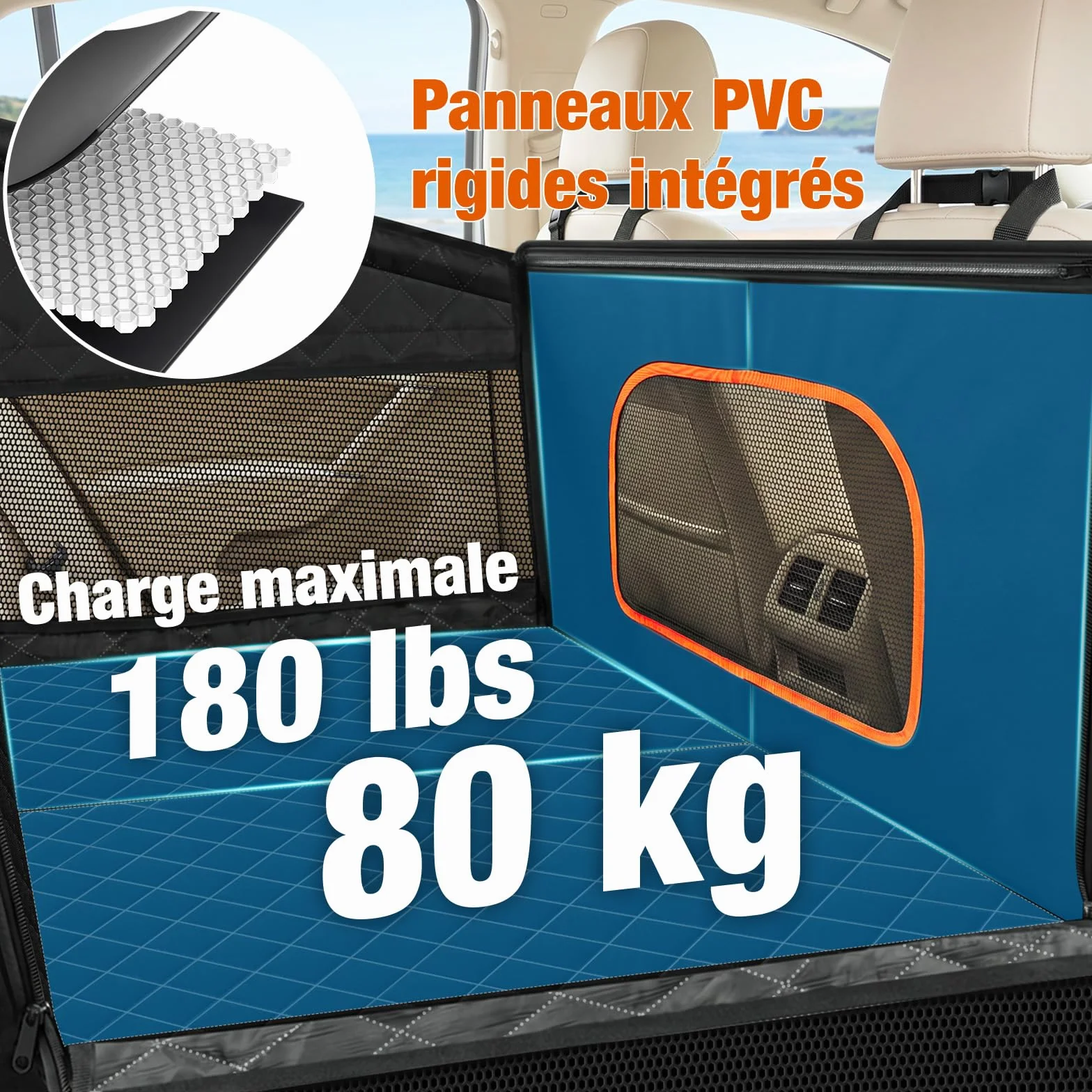 XBEN Siège Auto Chien Extra Stable 50% Espace Panier Voiture avec Fenêtres Filet Transport Arrière 68 KG