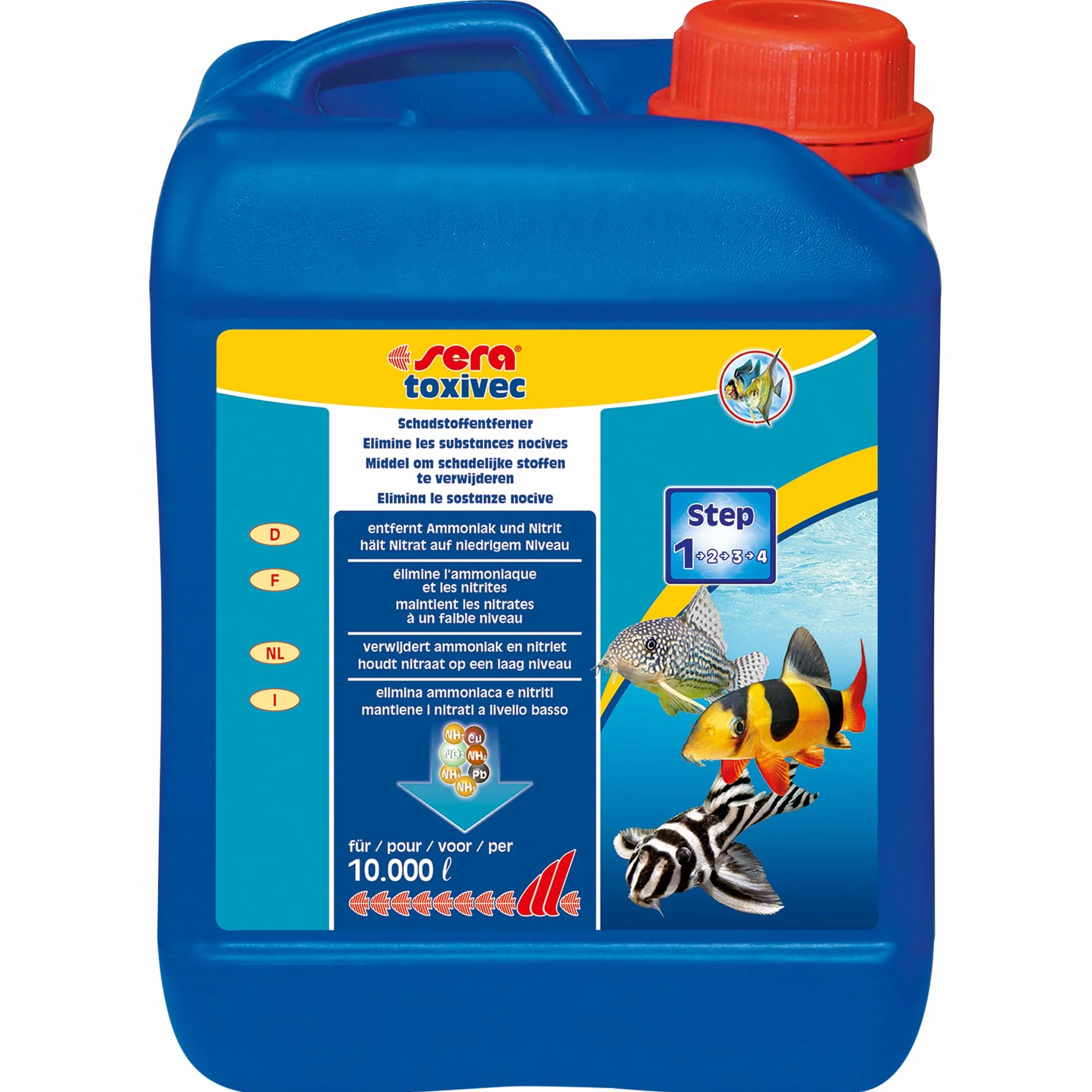 Sera Toxivec 2,5 L - Élimine l'ammoniaque, le chlore et les métaux lourds de l'aquarium